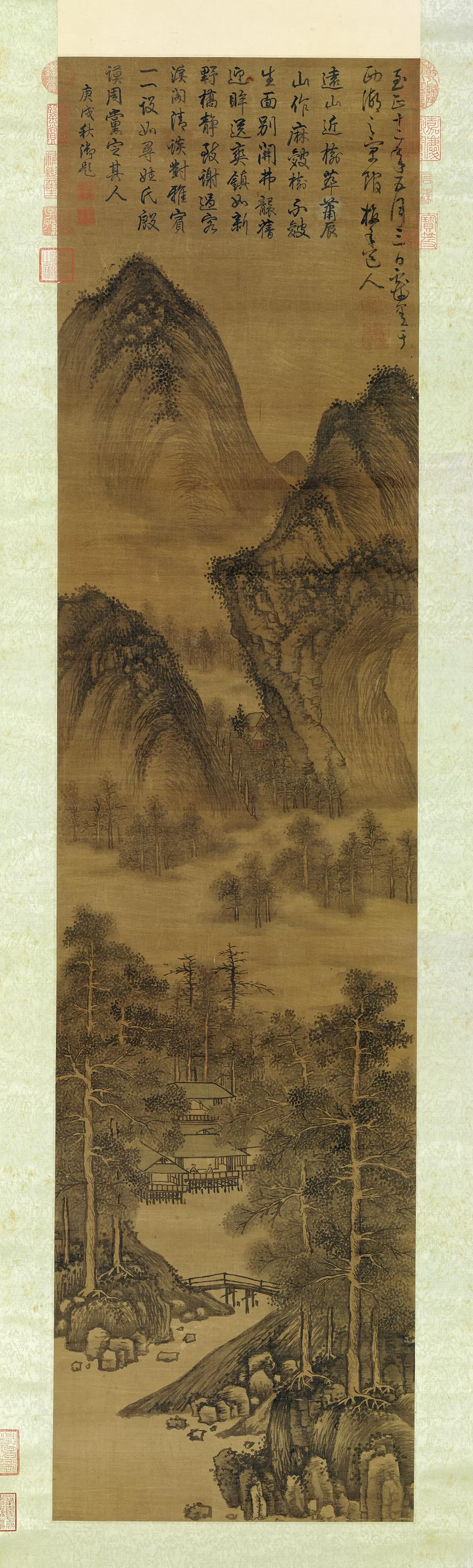 元吴镇山水轴