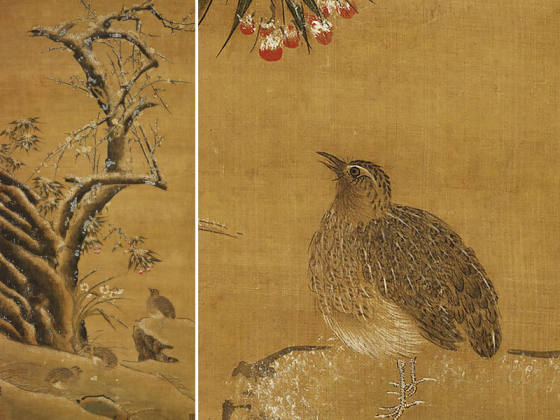 宋马麟画花鸟轴