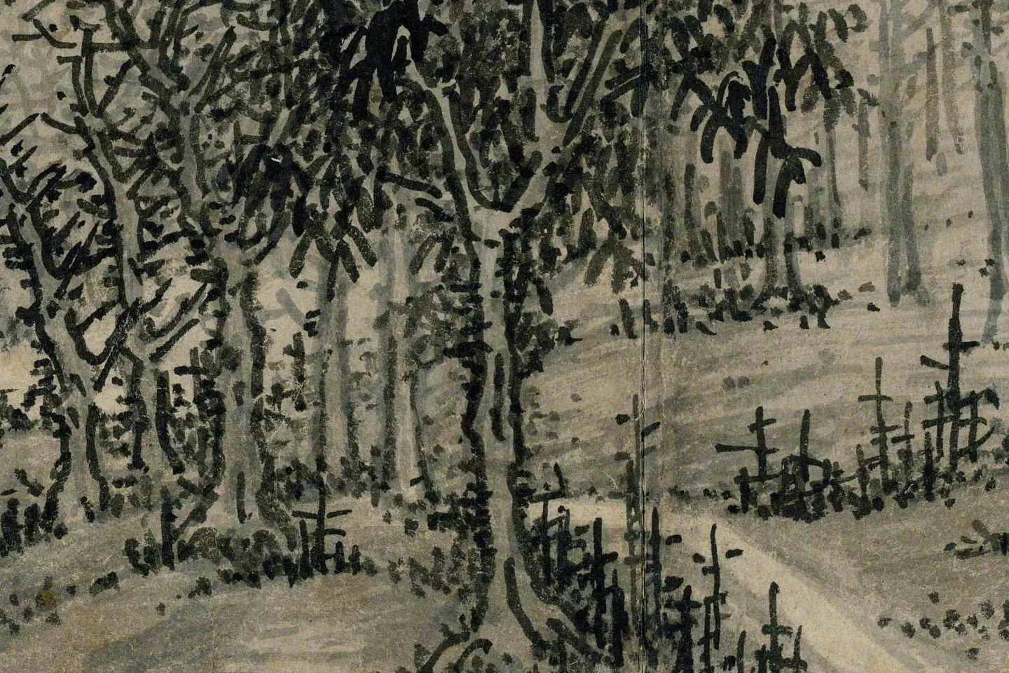 吴镇《疏林远山图》局部 (4)