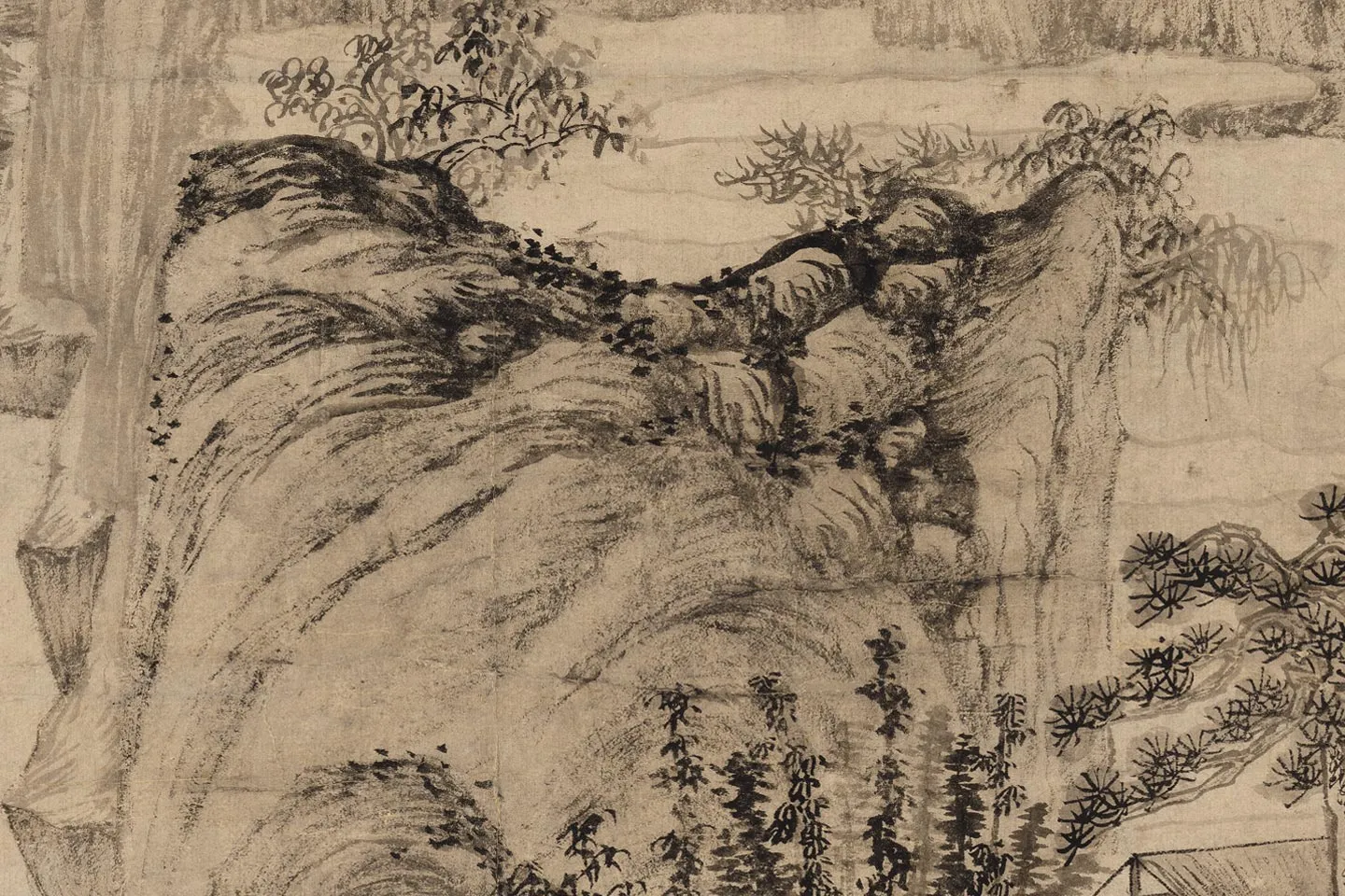 王蒙山水《画兰亭雪霁图》局部 (3)