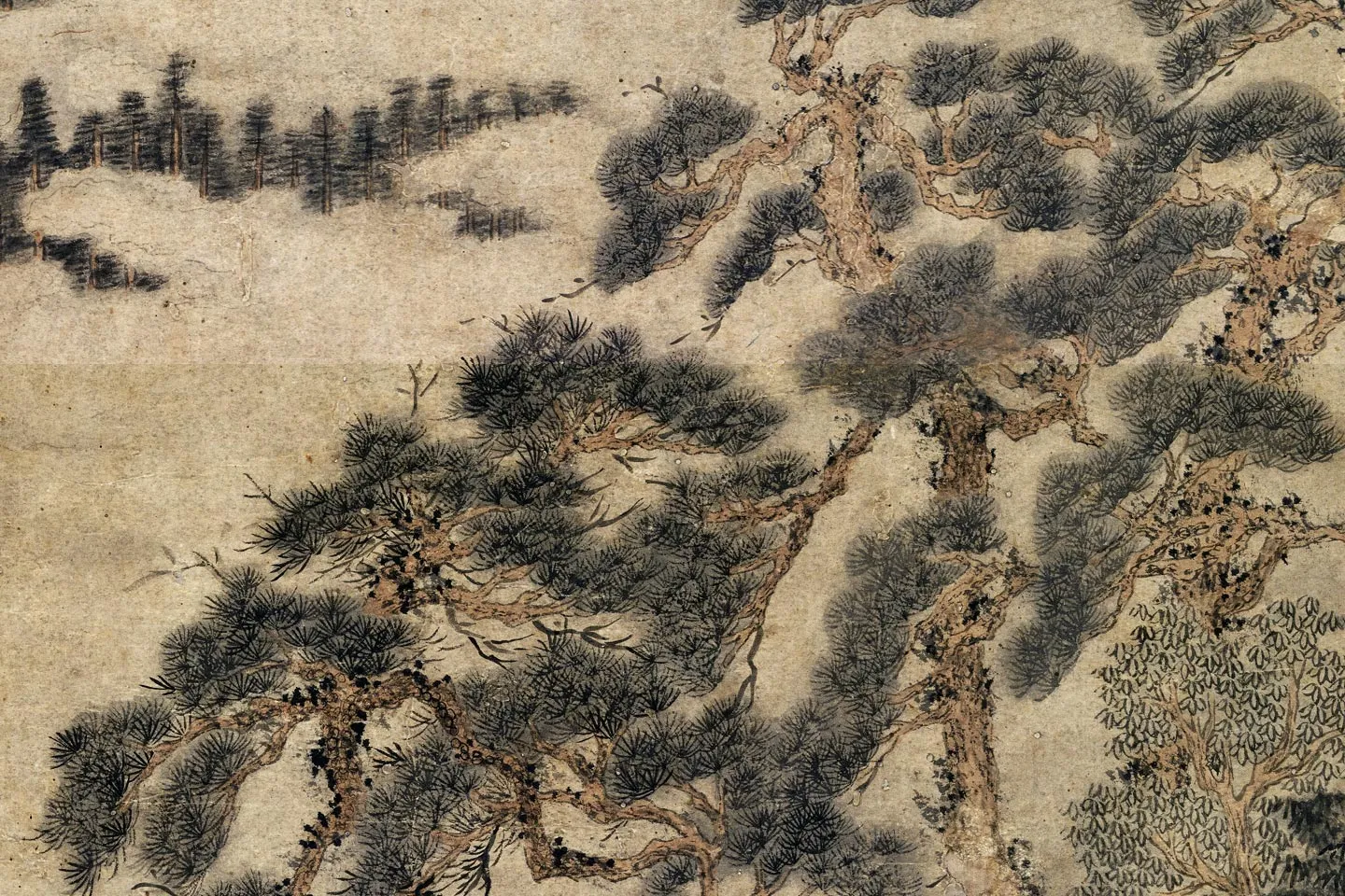 王蒙山水《松崖飞瀑图》局部 (4)