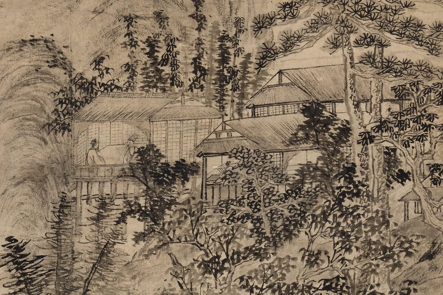 王蒙山水《画兰亭雪霁图》局部 (4)