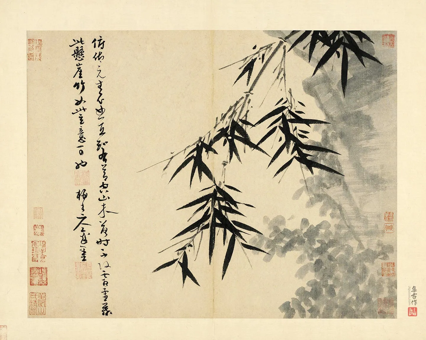 吴镇水墨竹《悬崖竹图》页