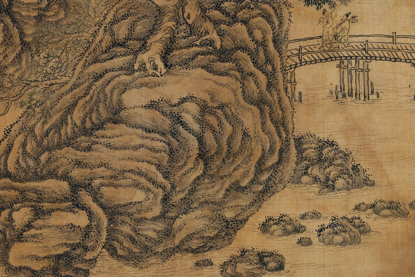 元王蒙画山水轴局部 (8)