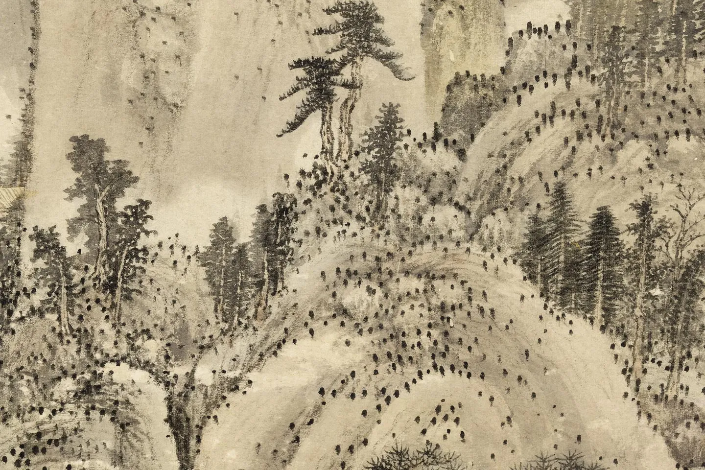 王蒙山水《画荆溪湿翠图》局部 (4)