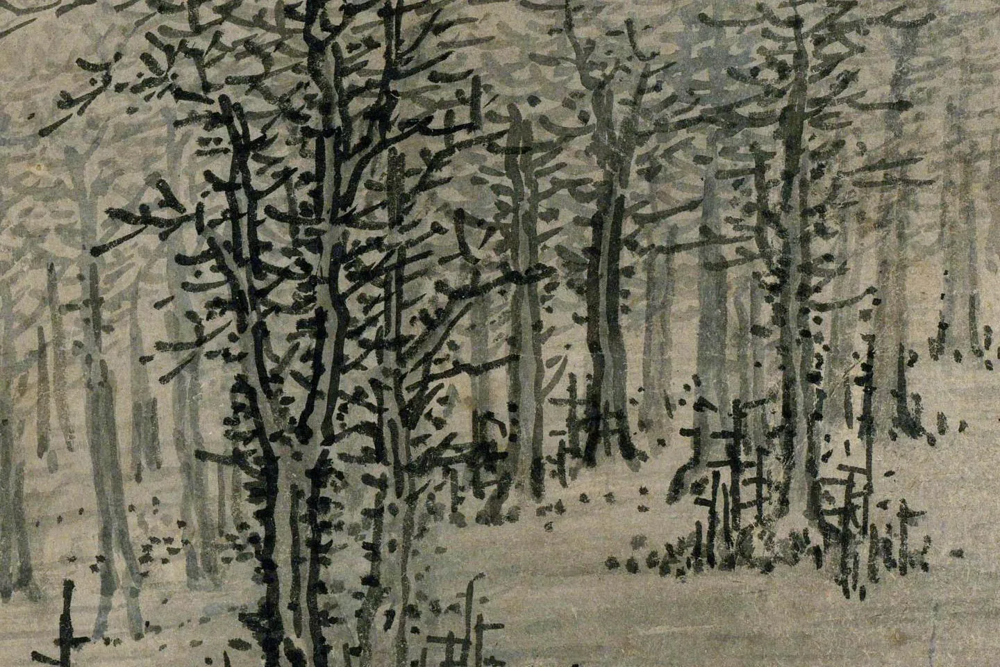 吴镇《疏林远山图》局部 (3)