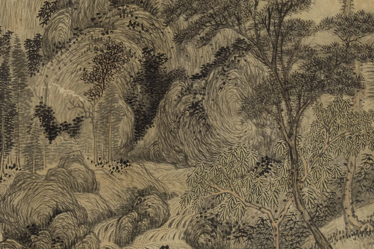 王蒙山水画《层峦耸翠图》局部 (3)