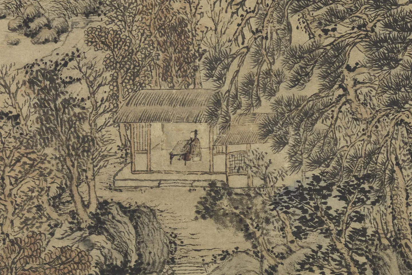 王蒙秋景山水《秋林万壑图》局部 (4)