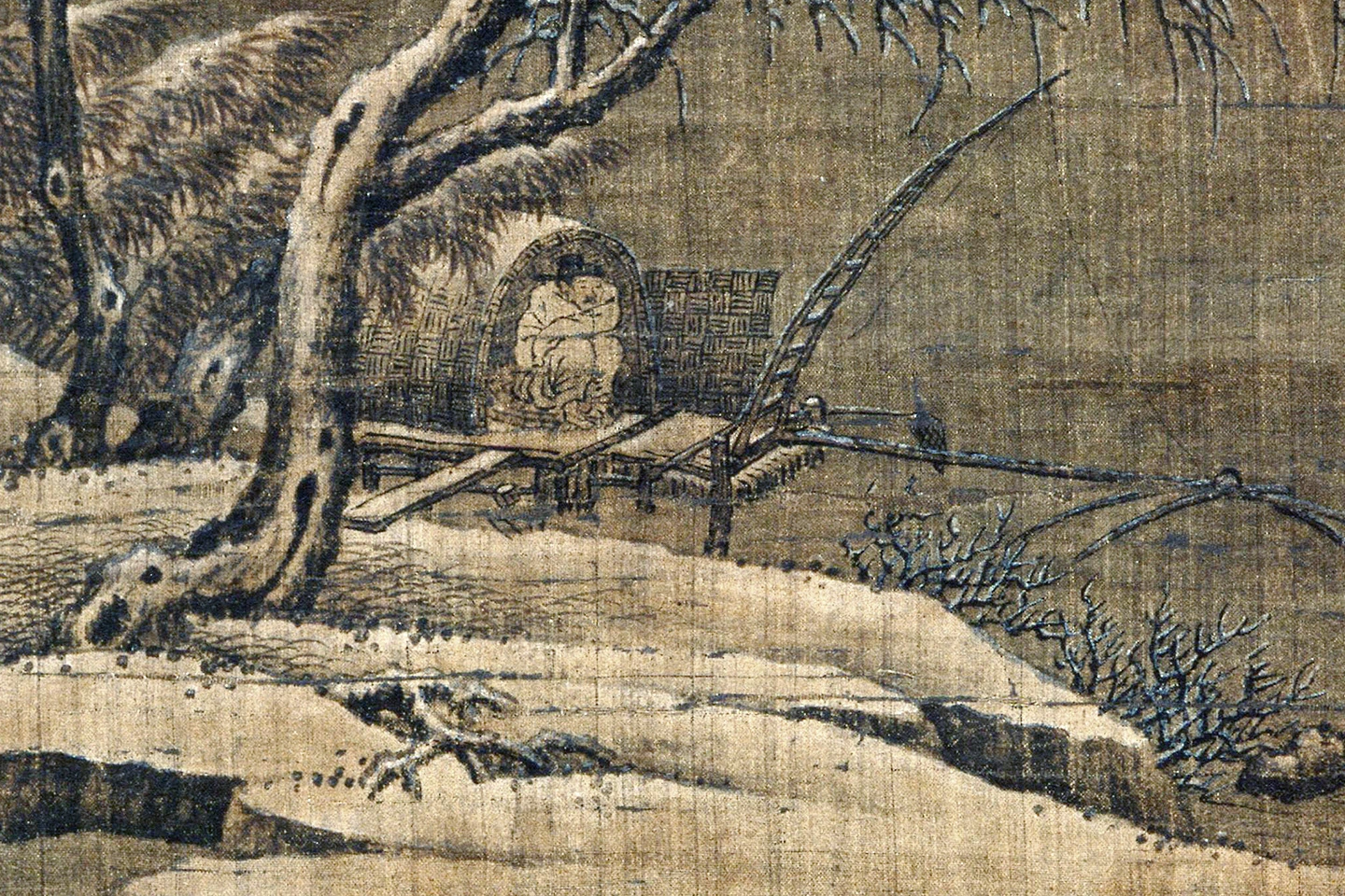 传南宋马麟《寒江独钓图》局部 (1)