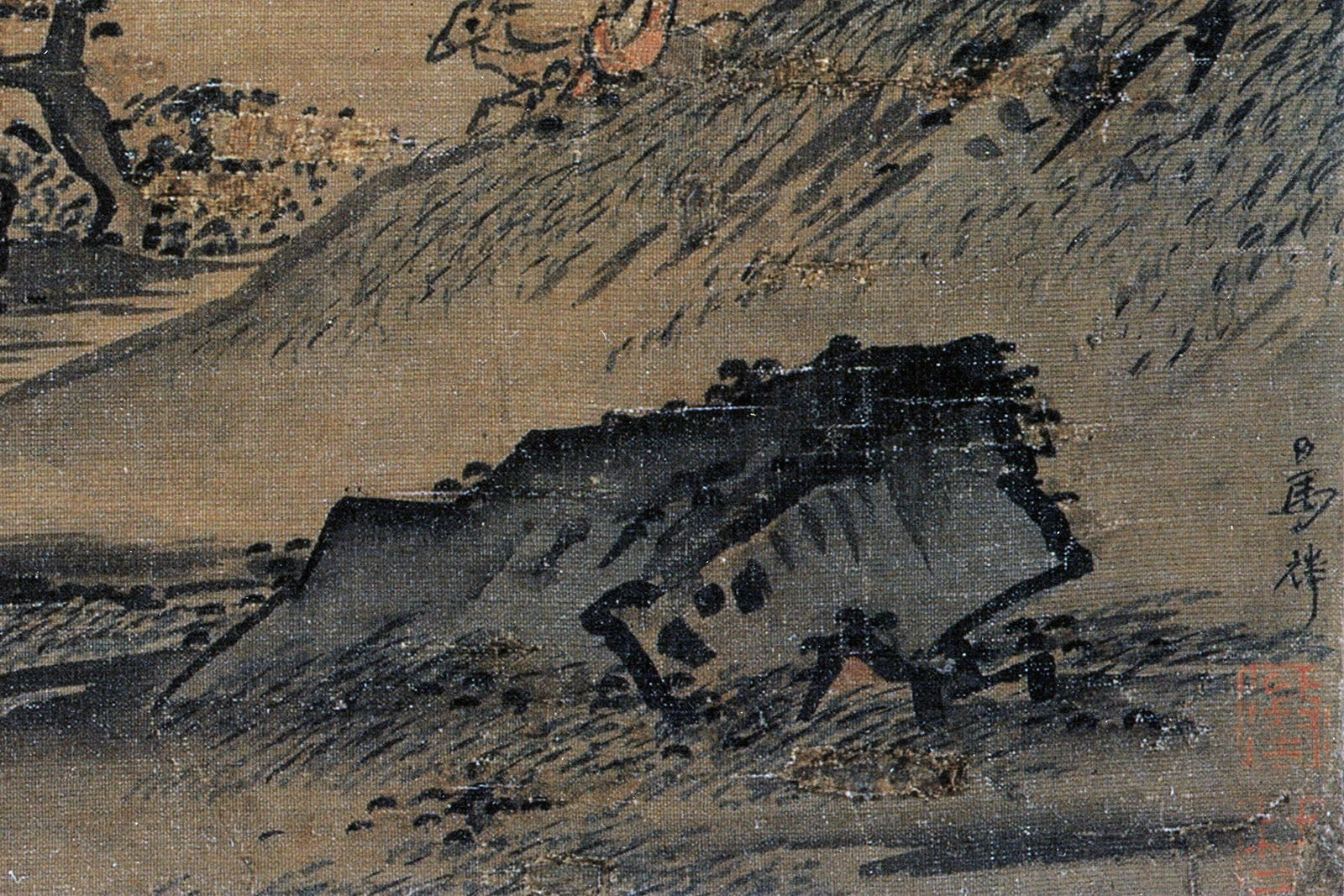 南宋马麟 《溪头秋色图》局部 (1)