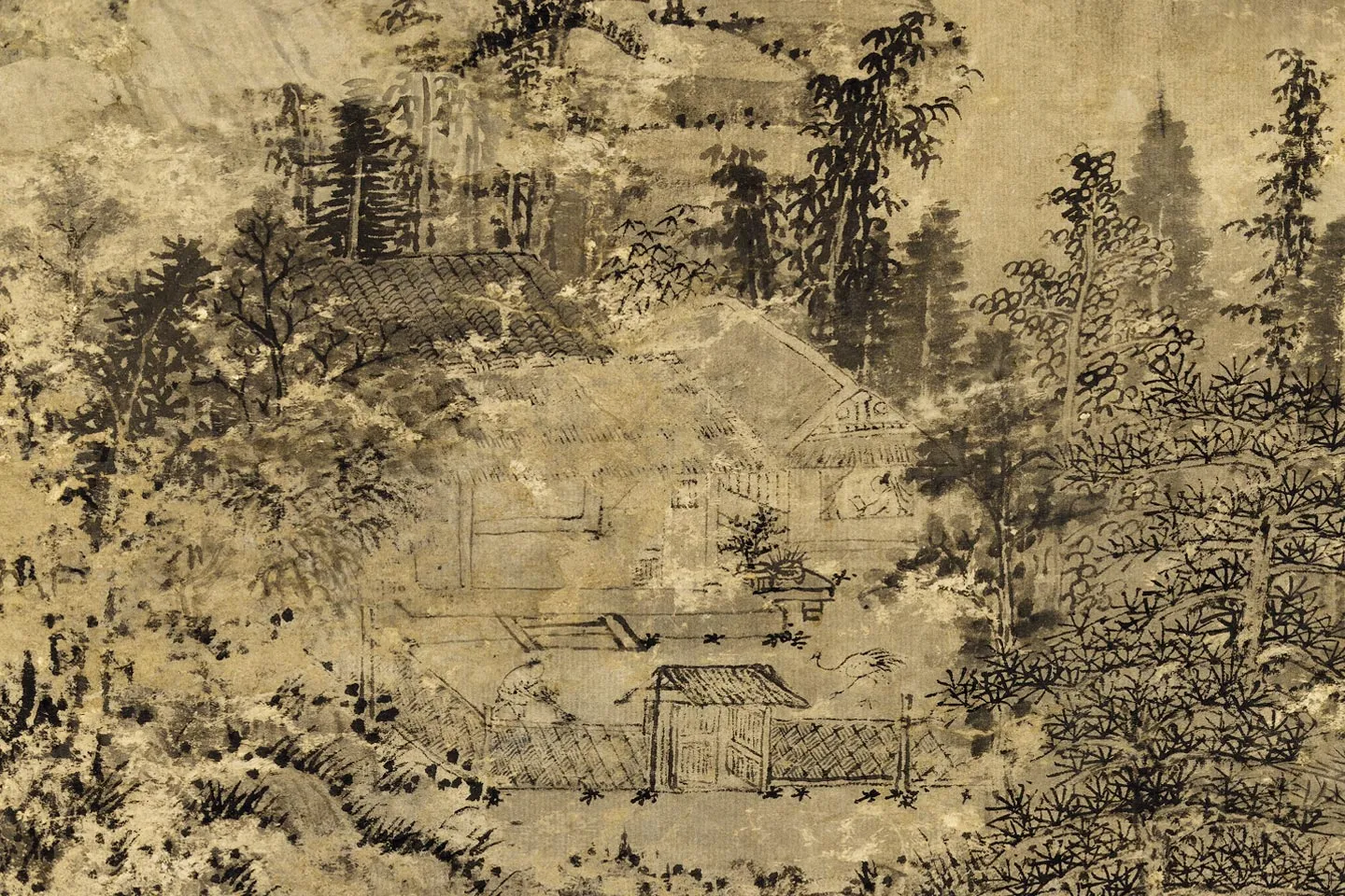 王蒙山水画《林泉清趣图》局部 (2)