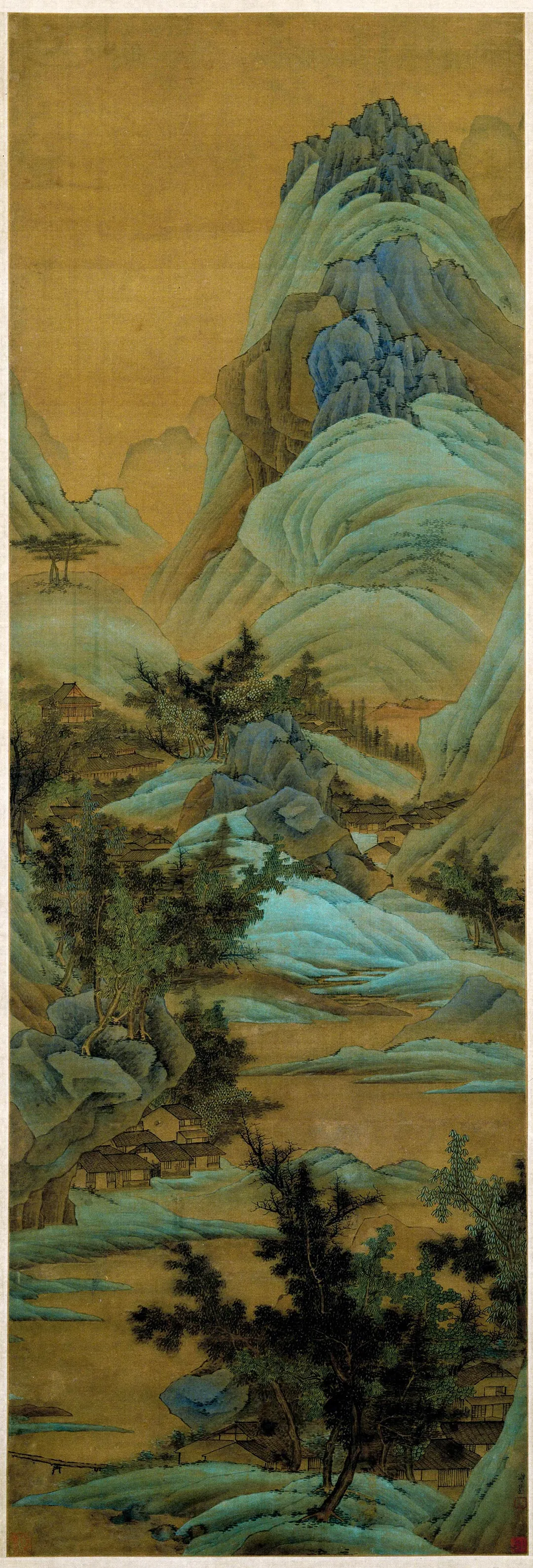 谢荪青绿山水图