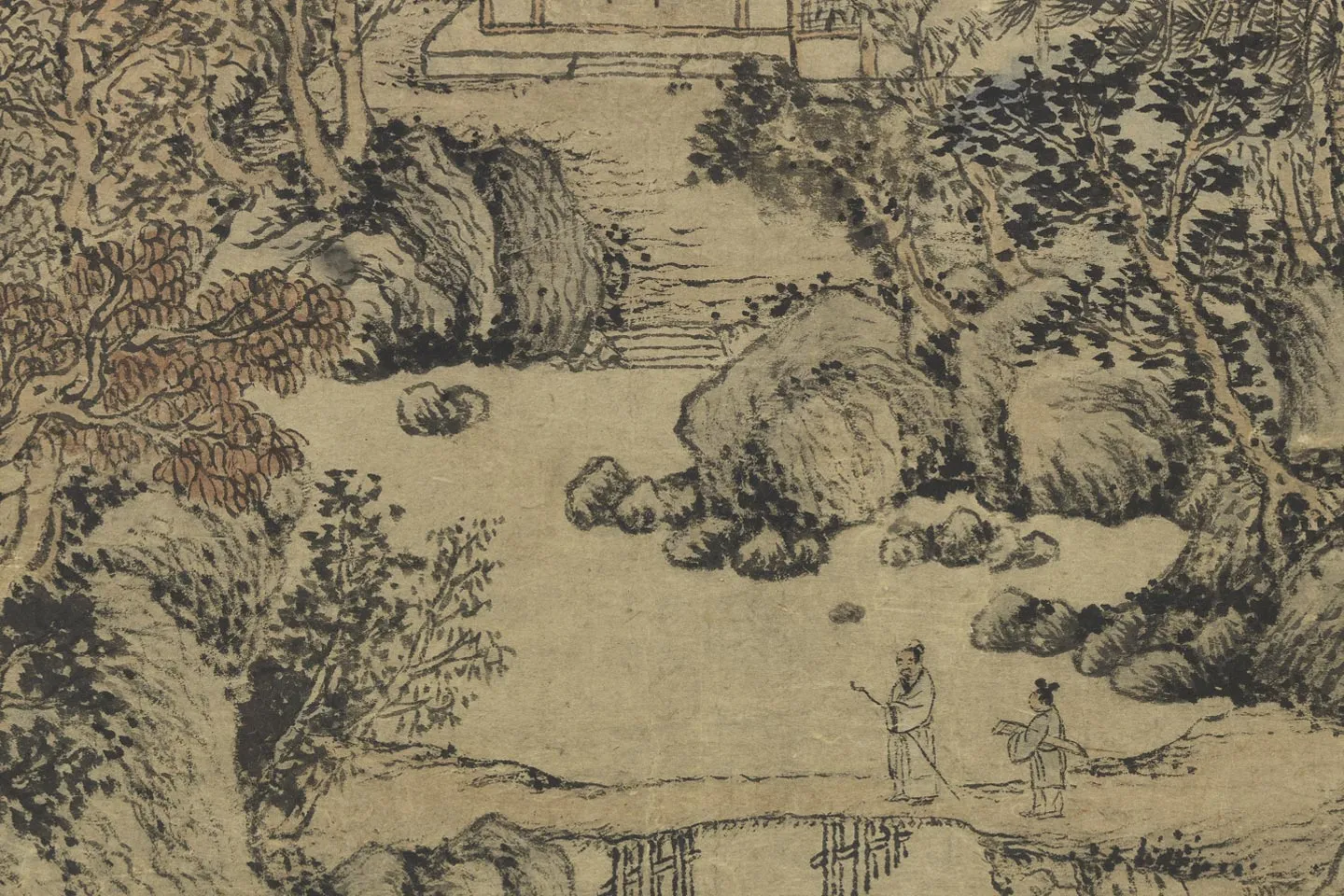 王蒙秋景山水《秋林万壑图》局部 (5)