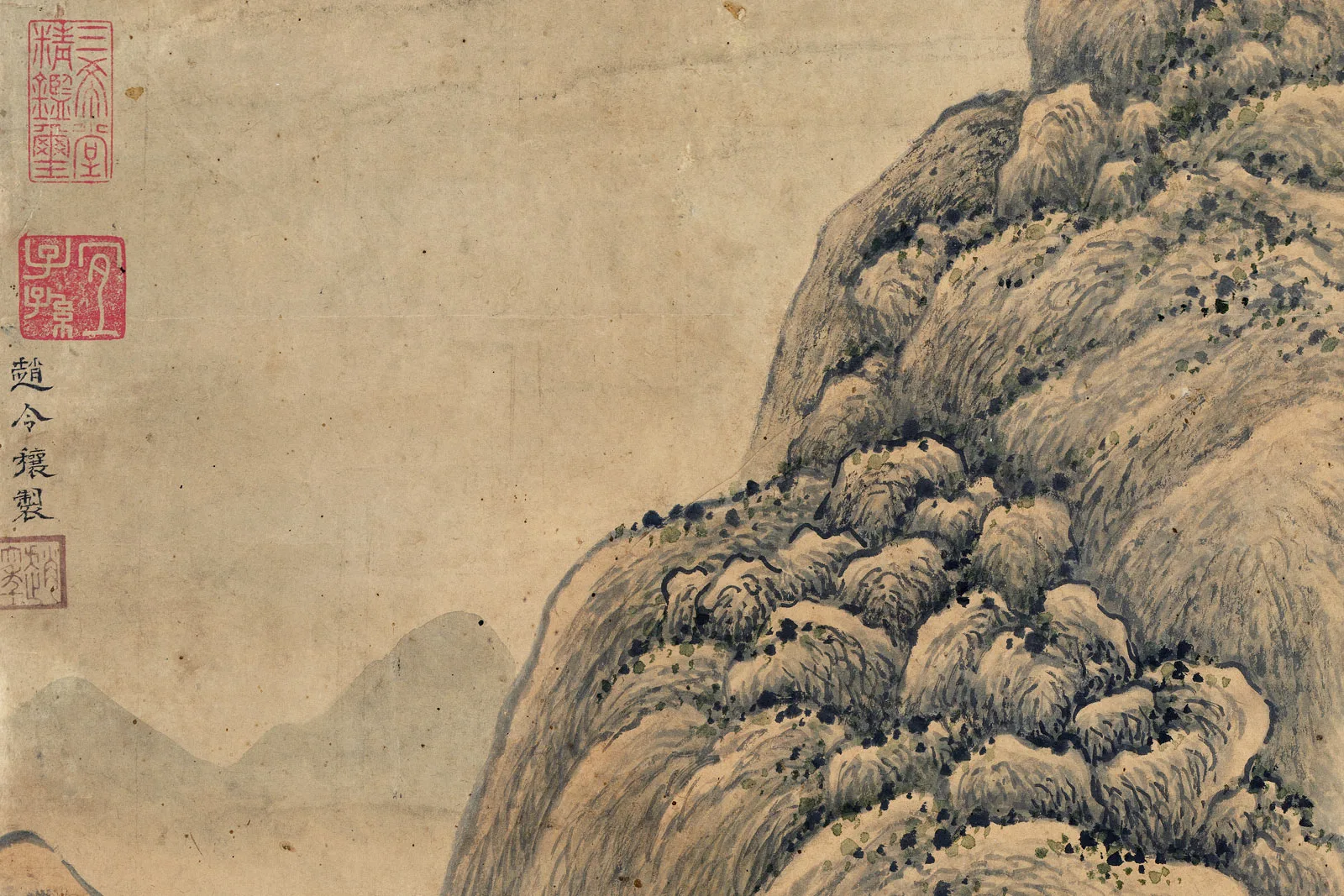 传宋赵令穰山水画《七松图》局部 (3)