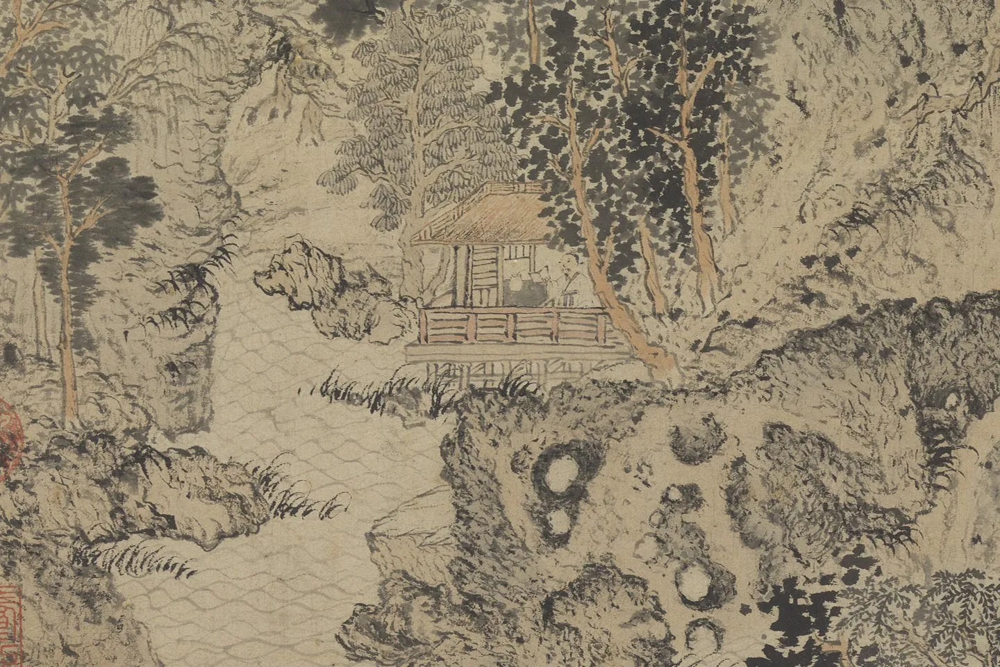 王蒙《秋山读书图》局部 (2)