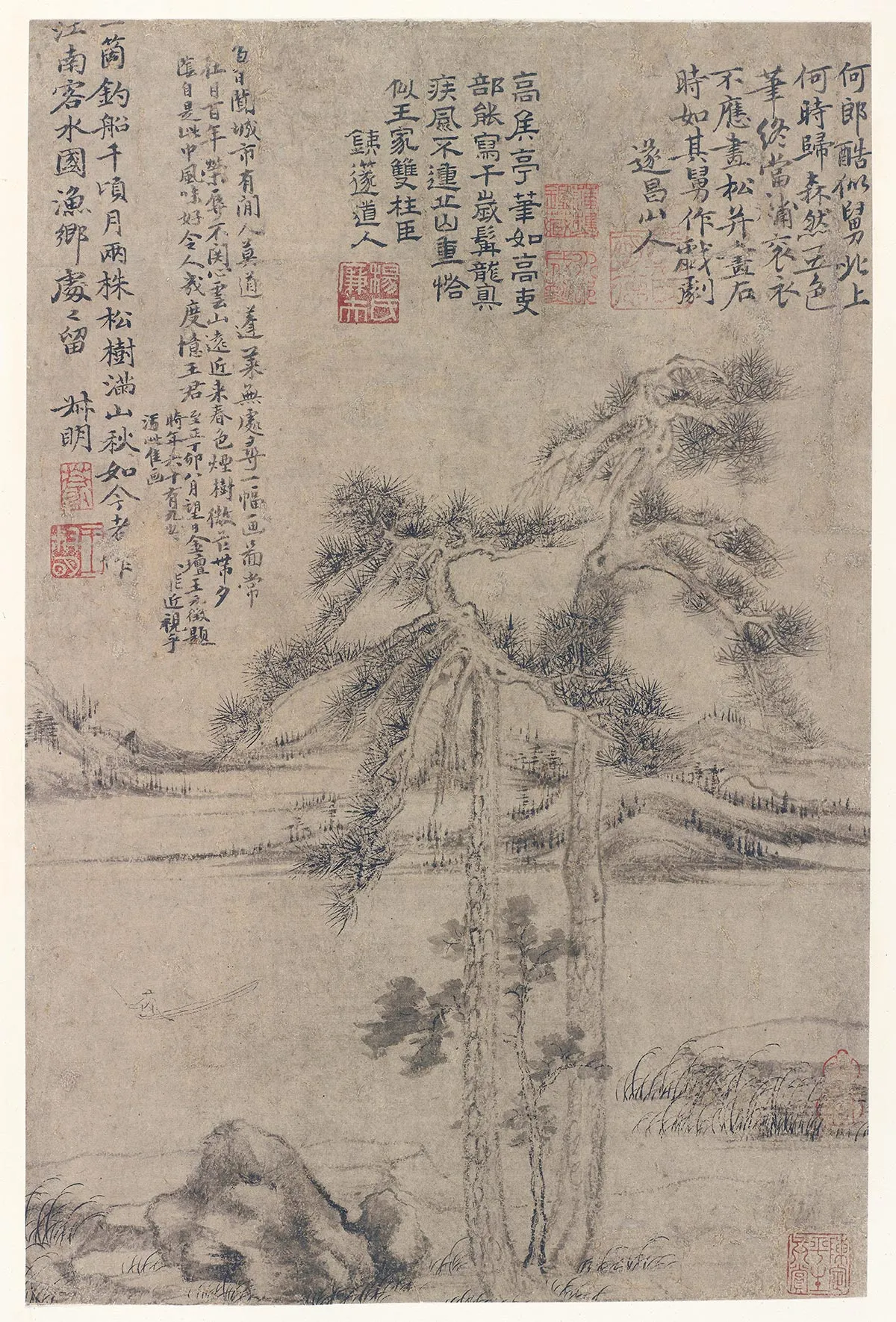 王蒙《双松图》