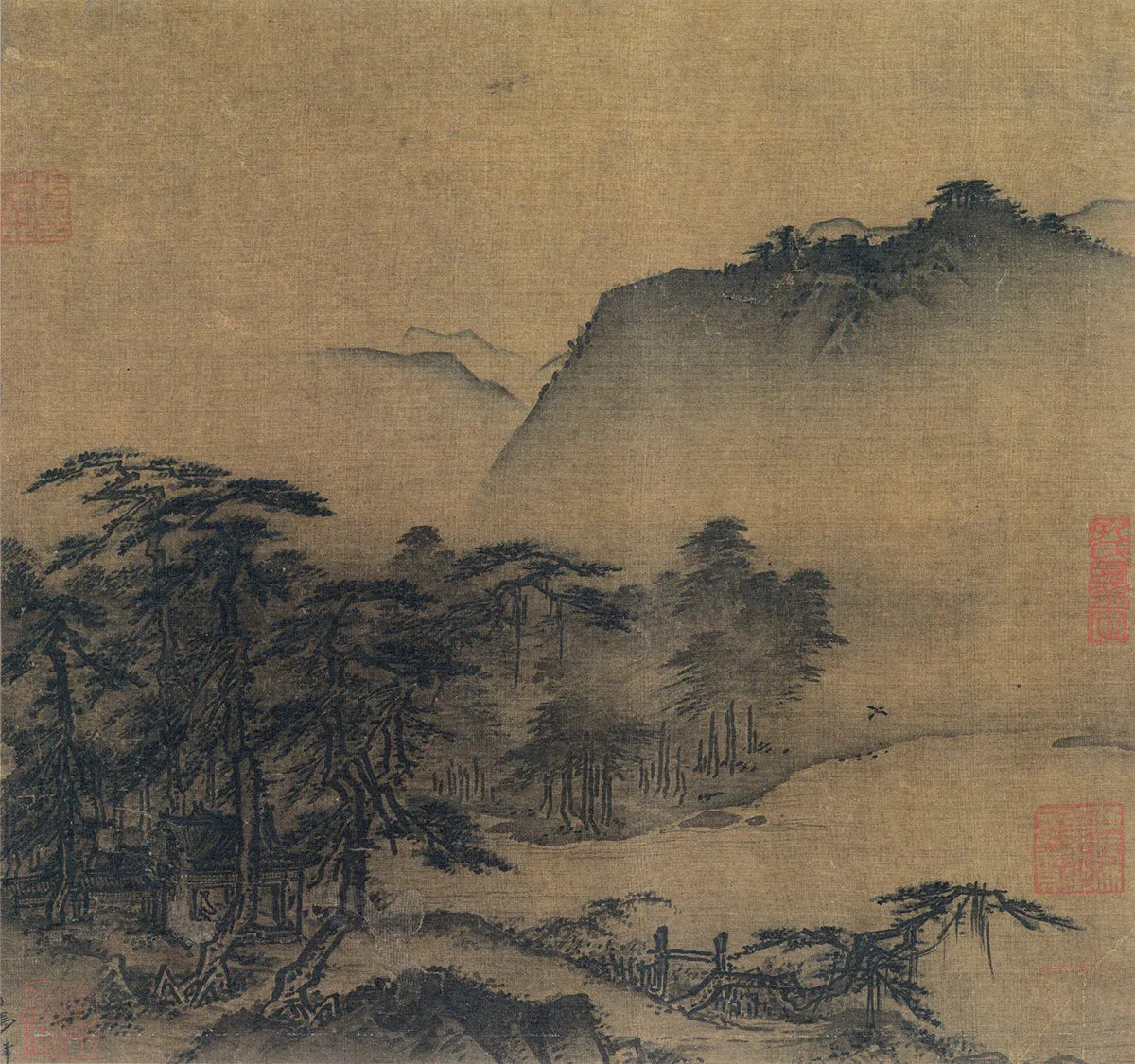 南宋马麟山水《松林亭子图》