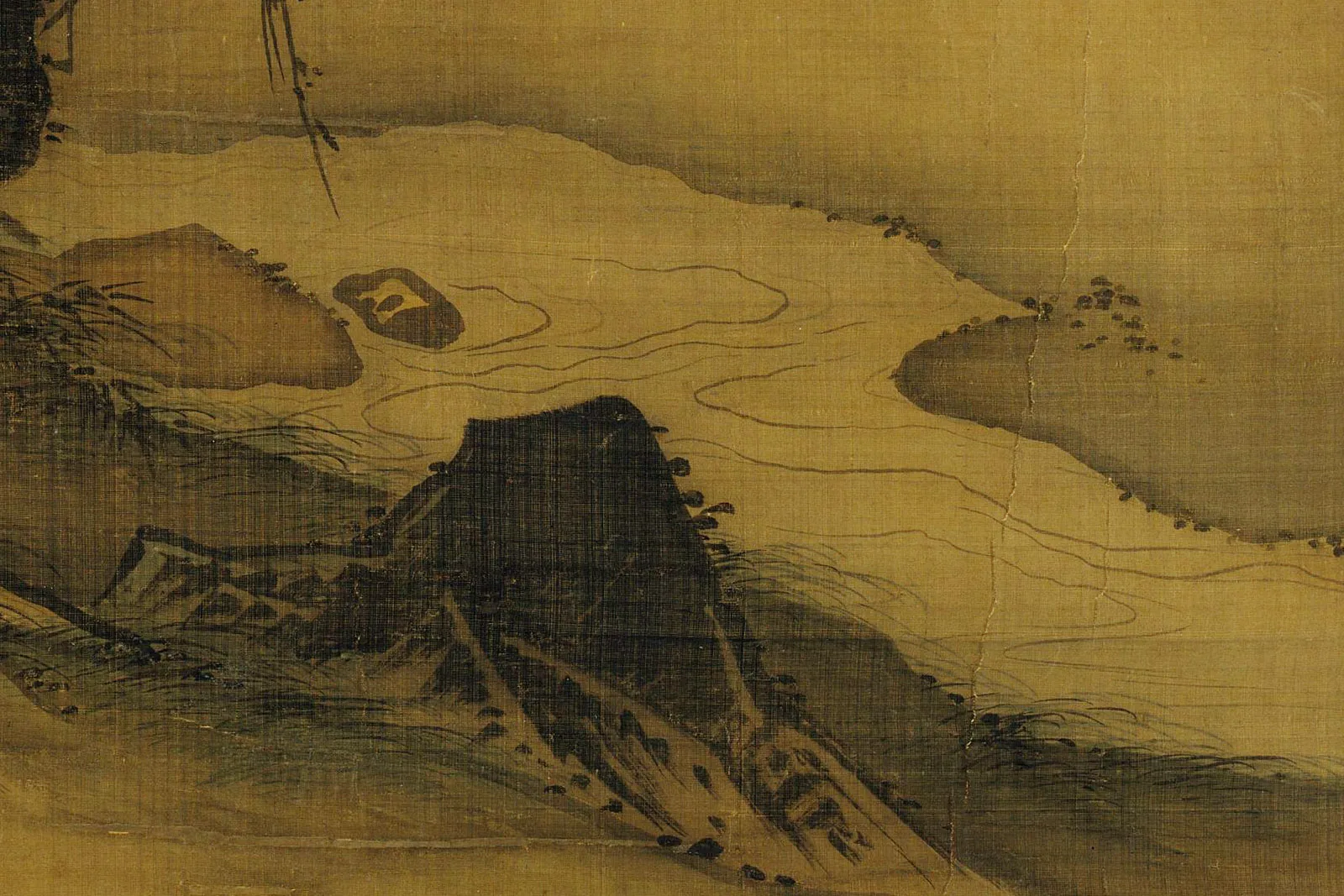 宋马麟山水人物画《静听松风图》局部 (2)