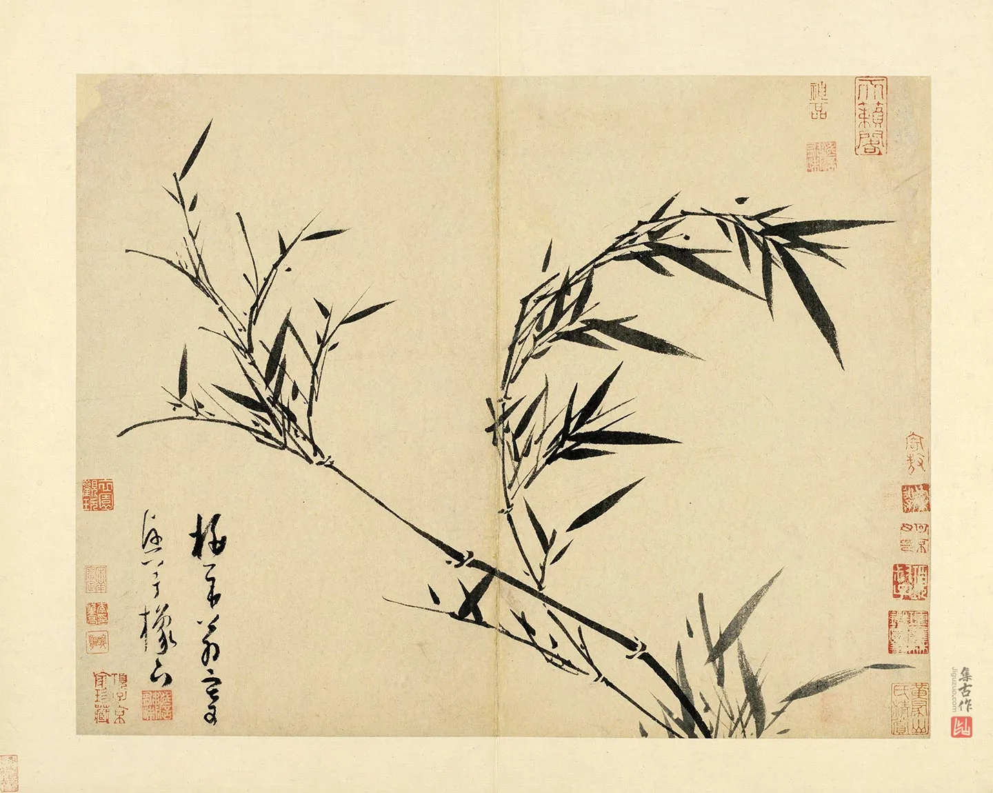 吴镇水墨竹《梅花翁寄兴图》页
