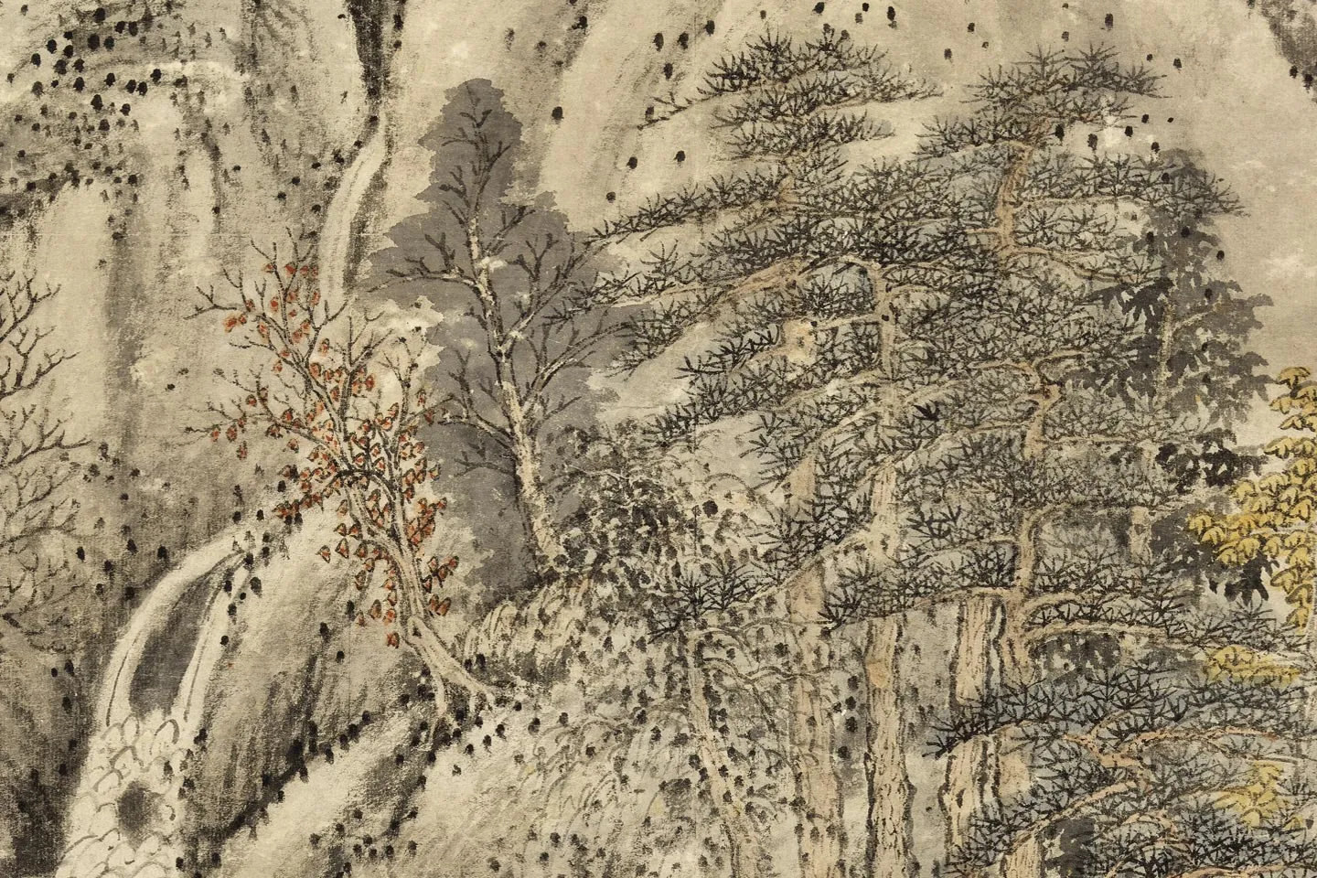 王蒙山水《画荆溪湿翠图》局部 (3)