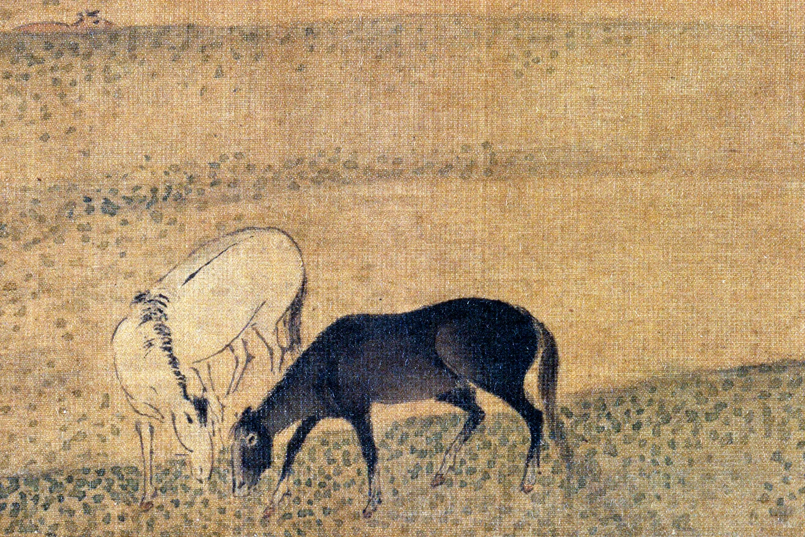 马麟《绿茵牧马图》高清大图局部 (1)