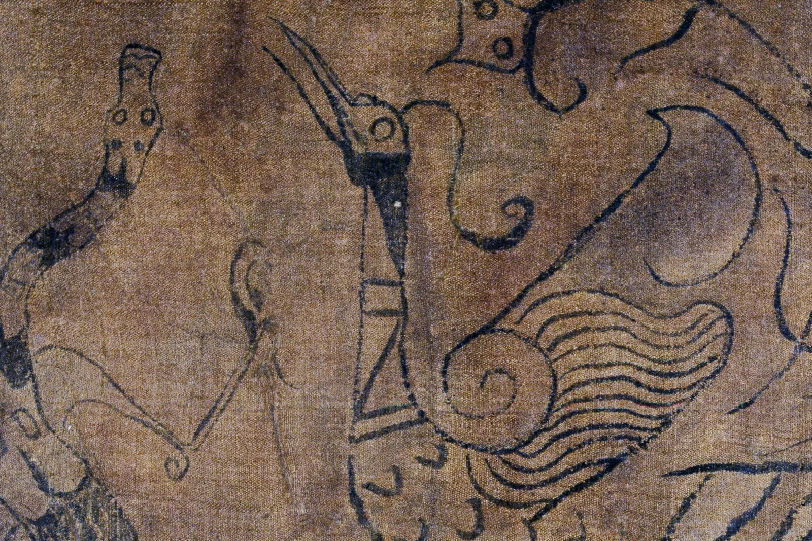 战国帛画《人物龙凤帛画》局部 (3)