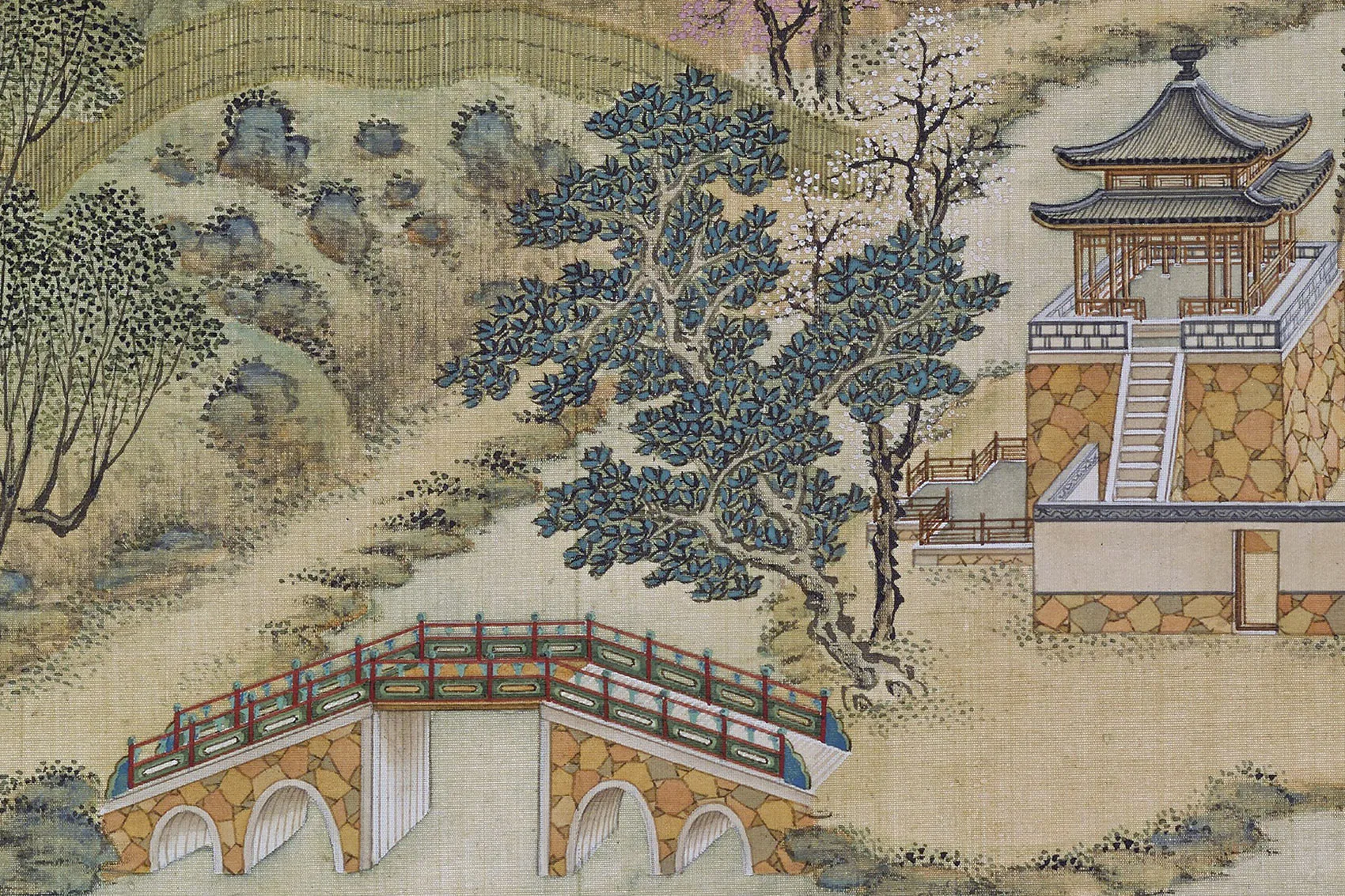 圆明园四十景图《平湖秋月》高清大图局部 (3)