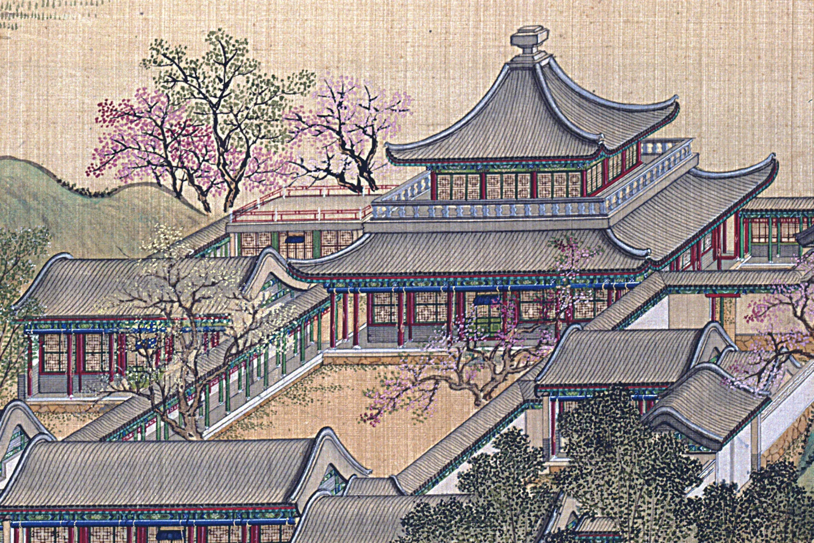 唐岱、沈源画圆明园山水《茹古涵今》局部 (1)