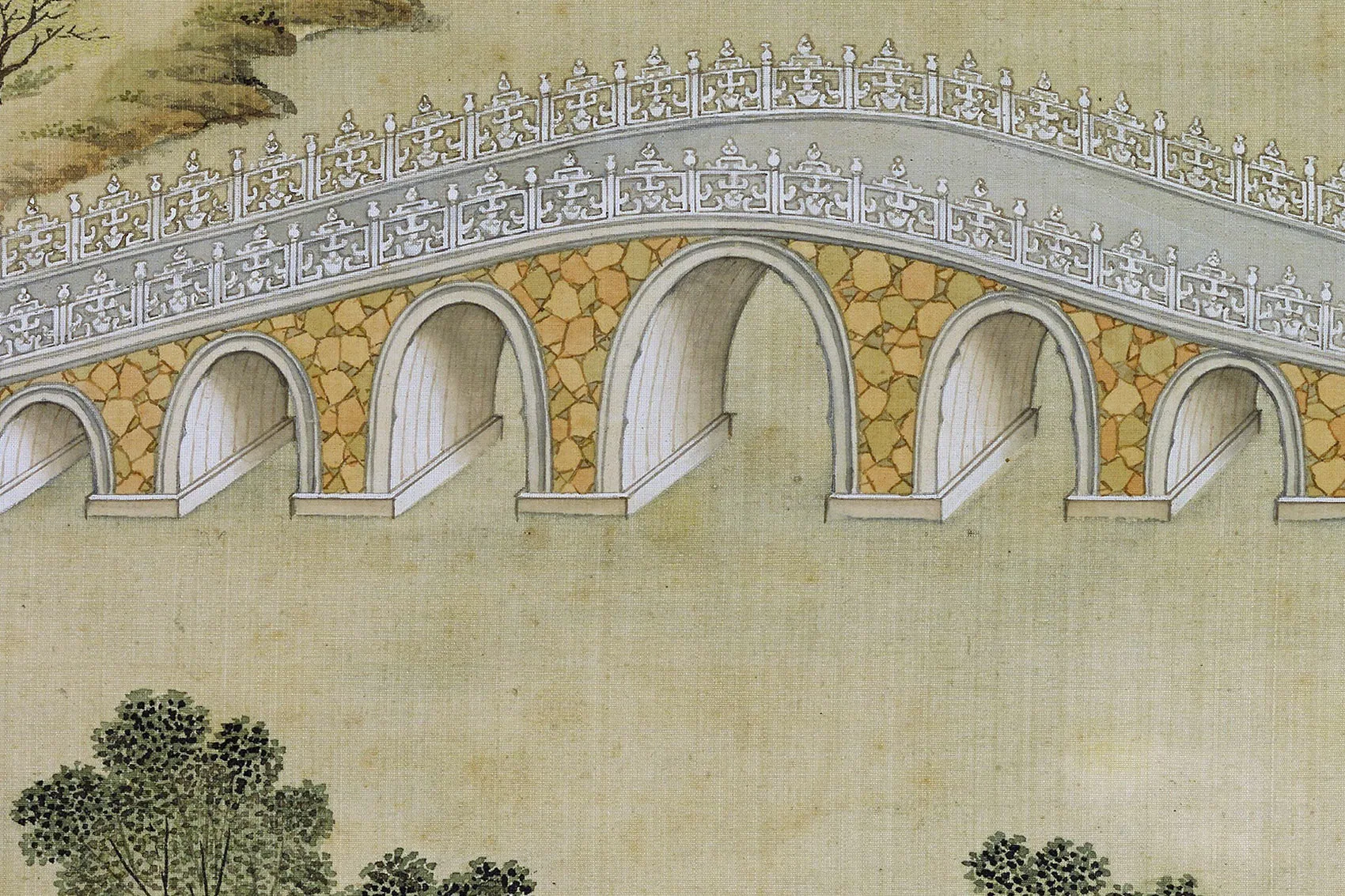 圆明园四十景图《曲院风荷》超高清大图局部 (1)