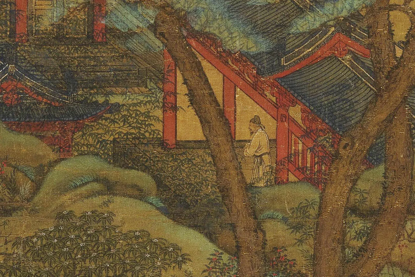 传李思训《江帆楼阁图》局部 (4)