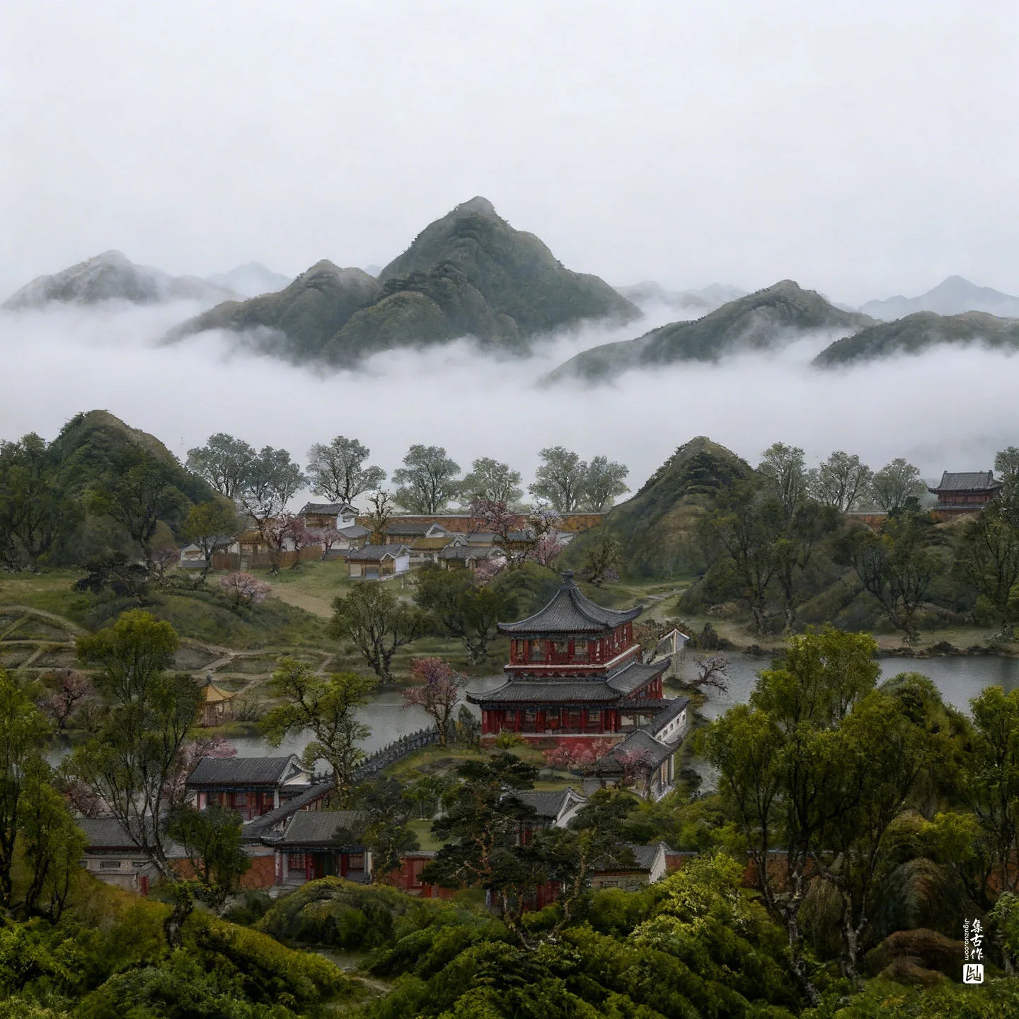 圆明园四十景图·鱼跃鸢飞实景图