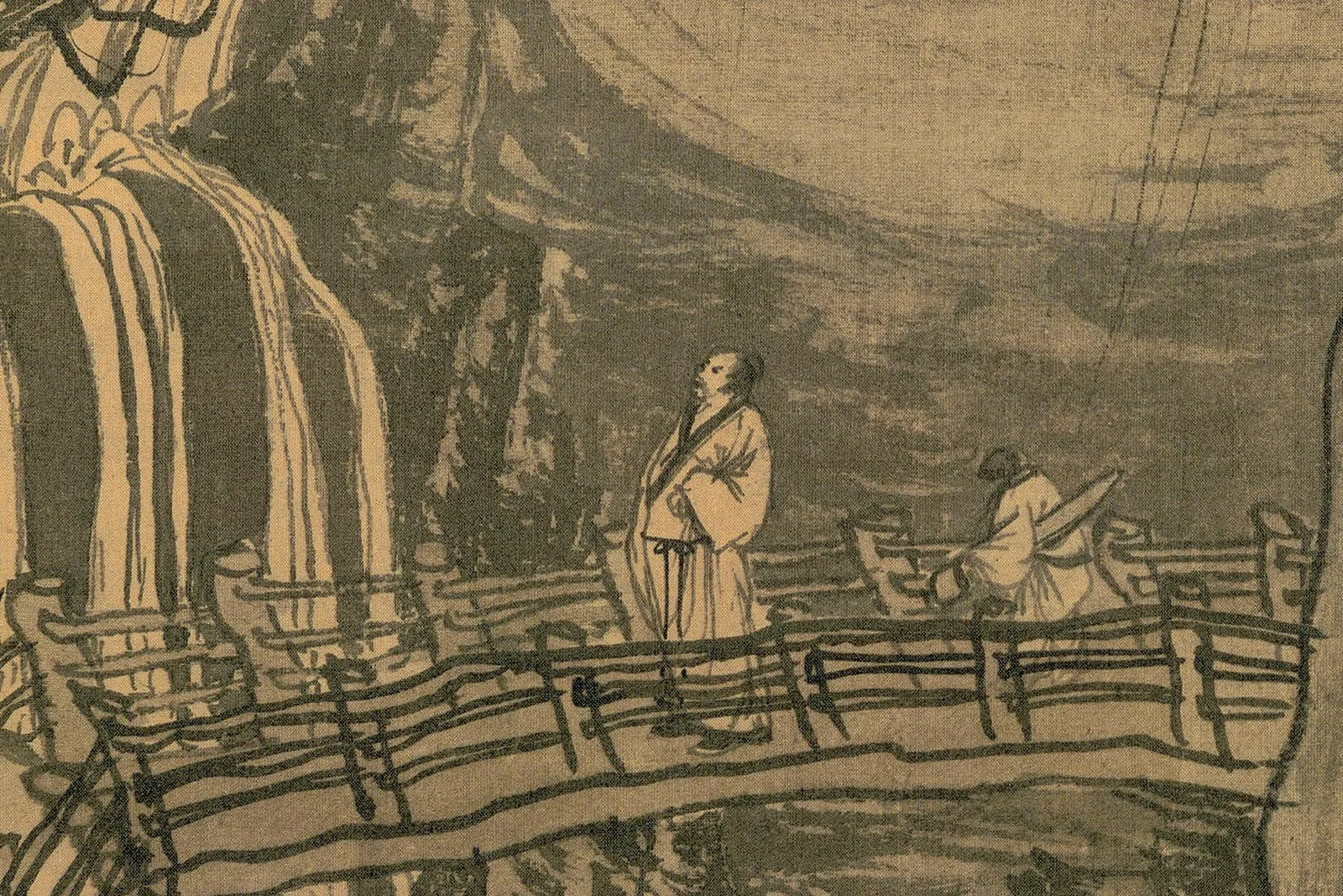 唐寅《画山路松声图》高清大图局部 (3)