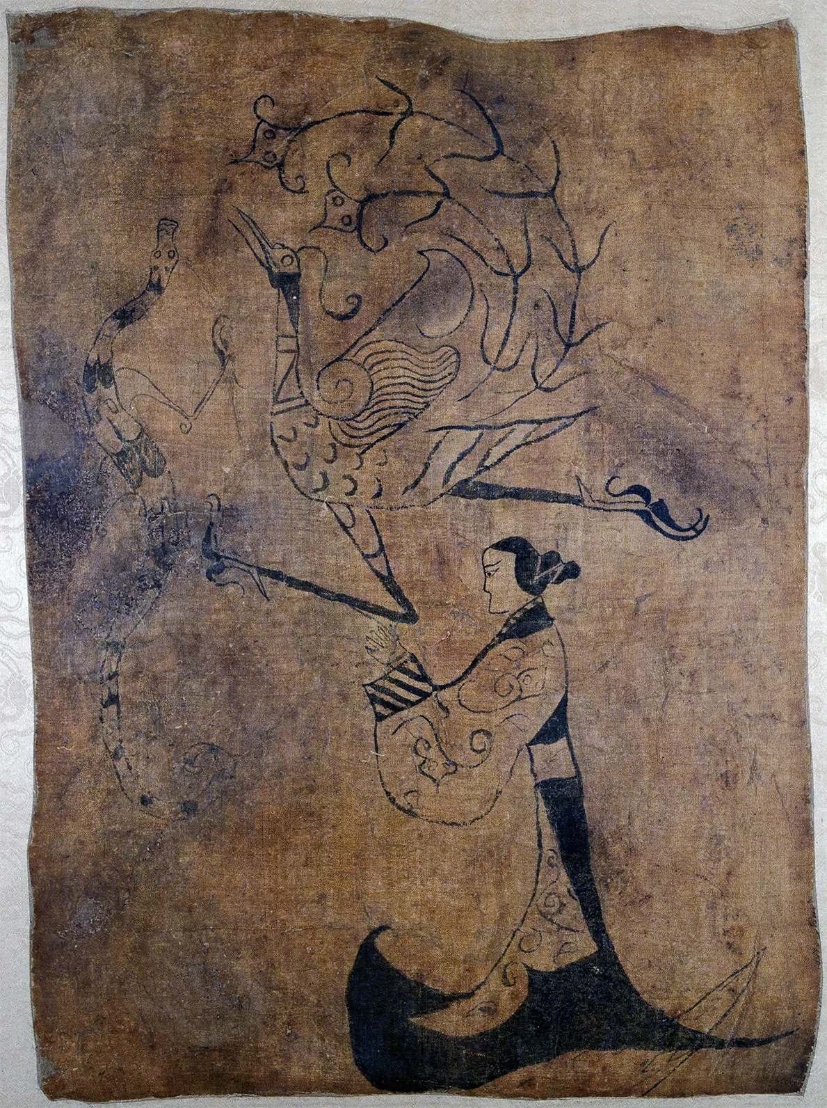 战国帛画《人物龙凤帛画》