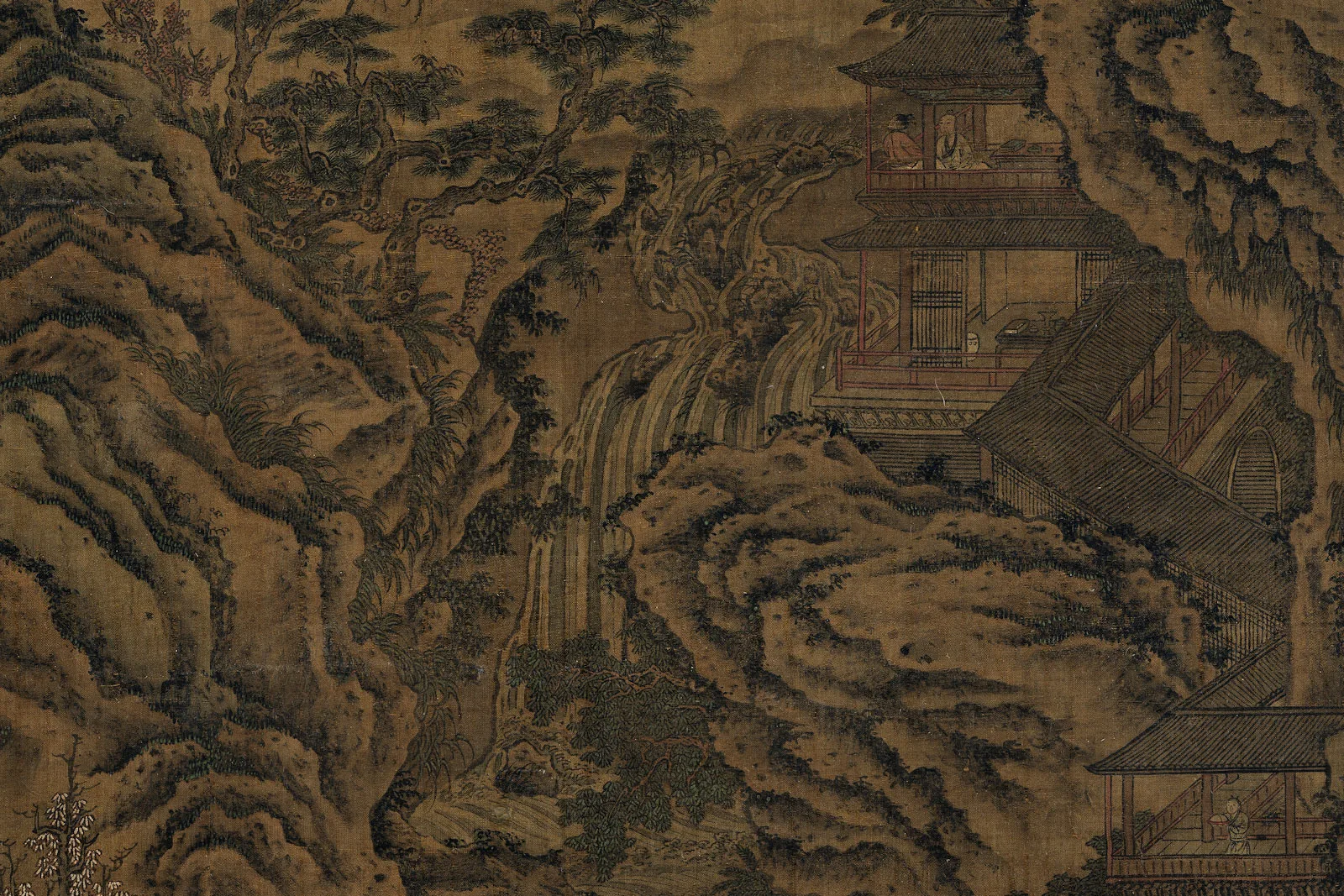 传宋李成山水人物《秋山渔艇图》局部 (4)