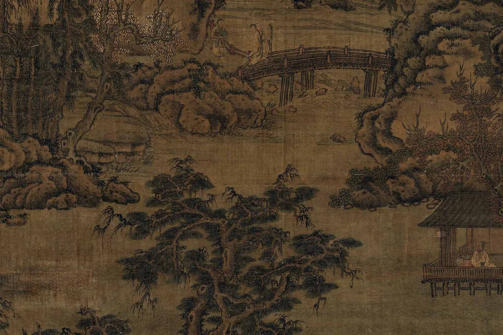 传宋李成山水人物《秋山渔艇图》局部 (5)