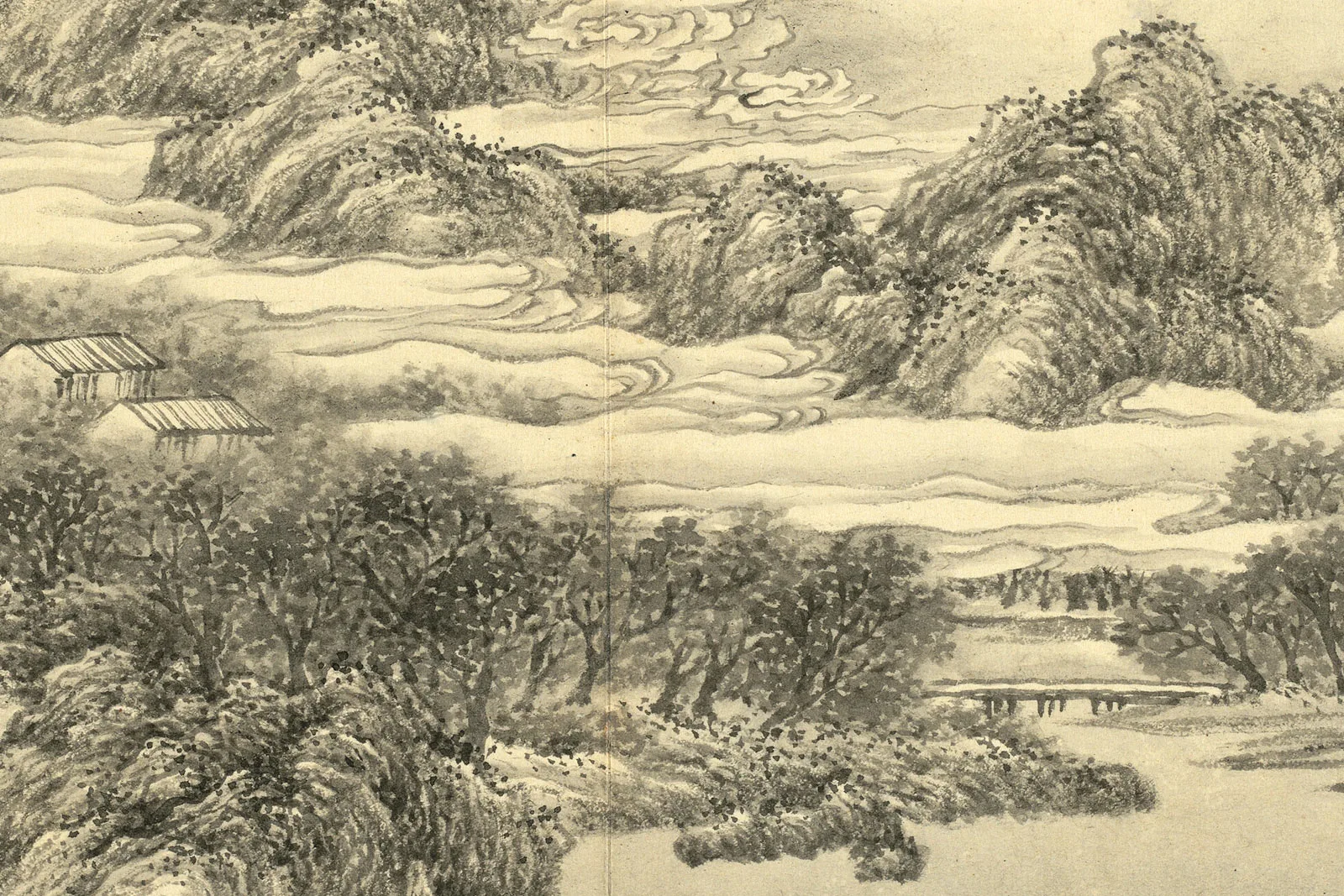 王炳水墨画山水册局部 (3)