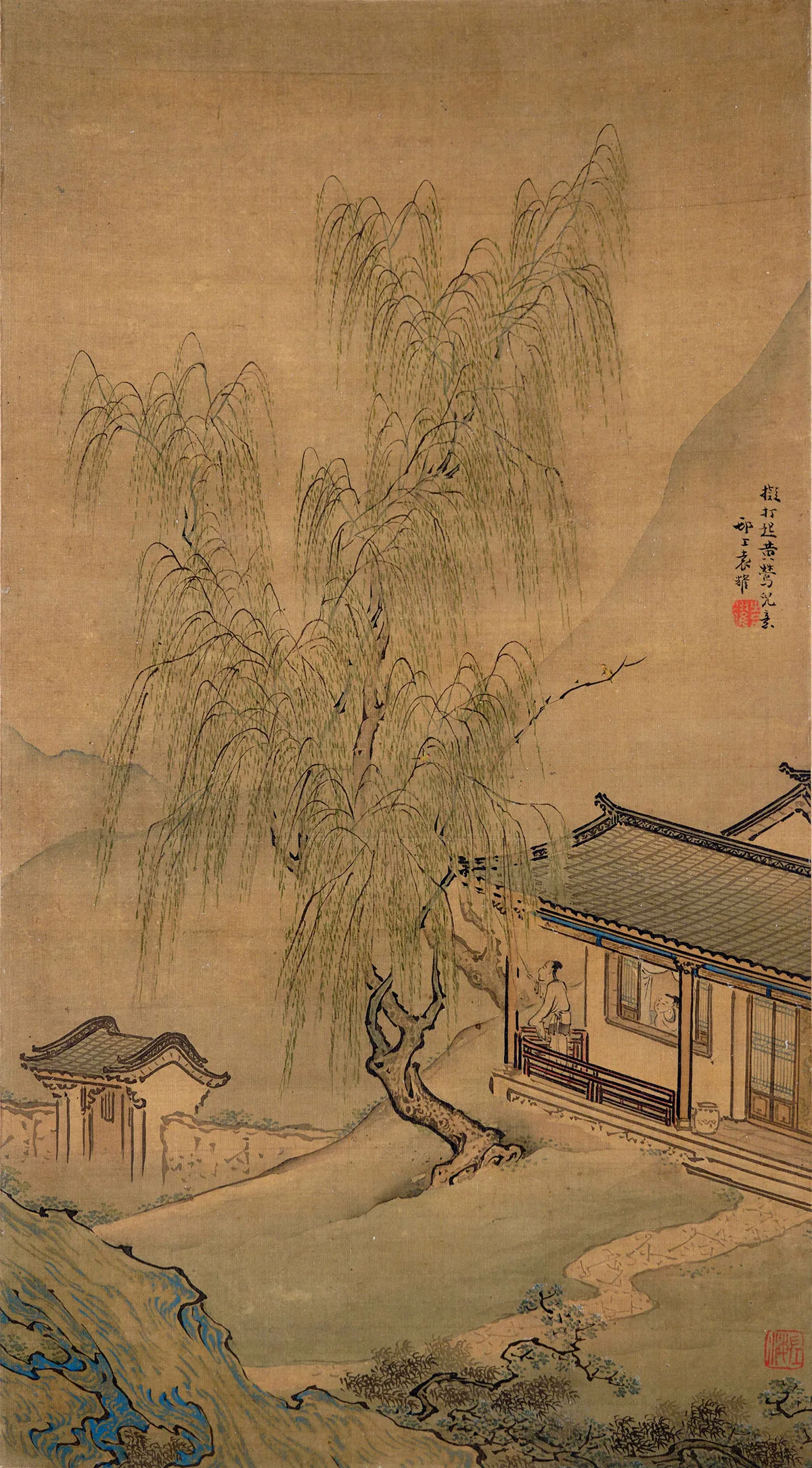 清·袁耀《拟唐人诗意图·春怨》轴