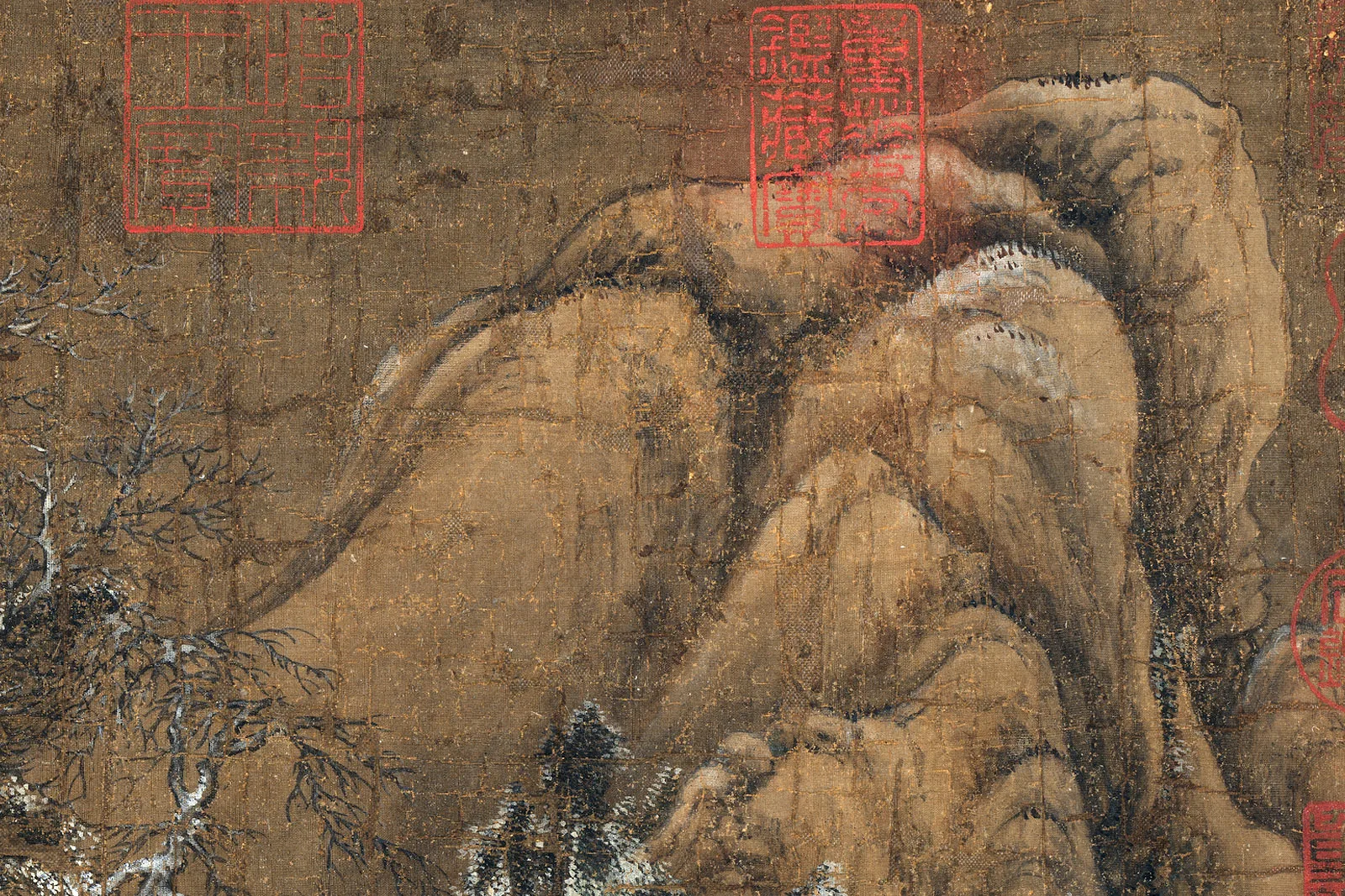 宋李成冬景山水画《瑶峰琪树图》高清局部 (2)