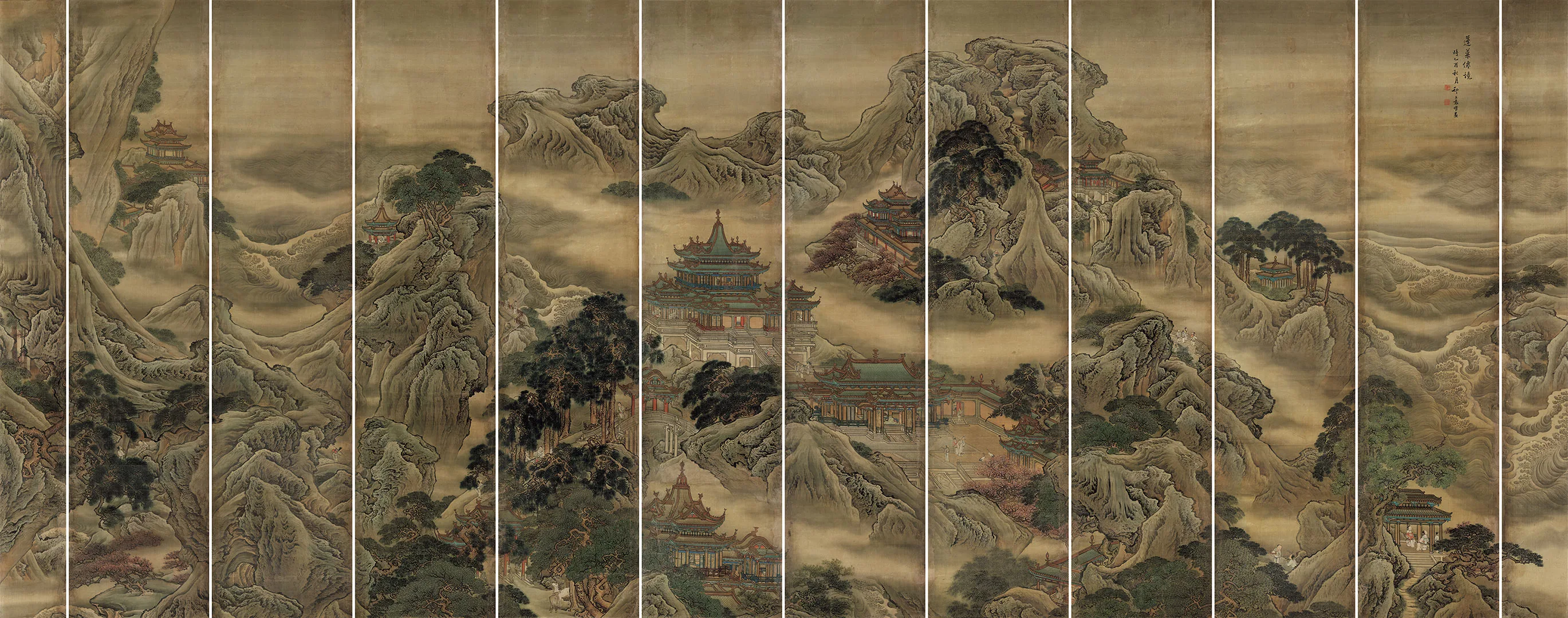 清·袁耀《蓬莱仙境图》通景屏12屏