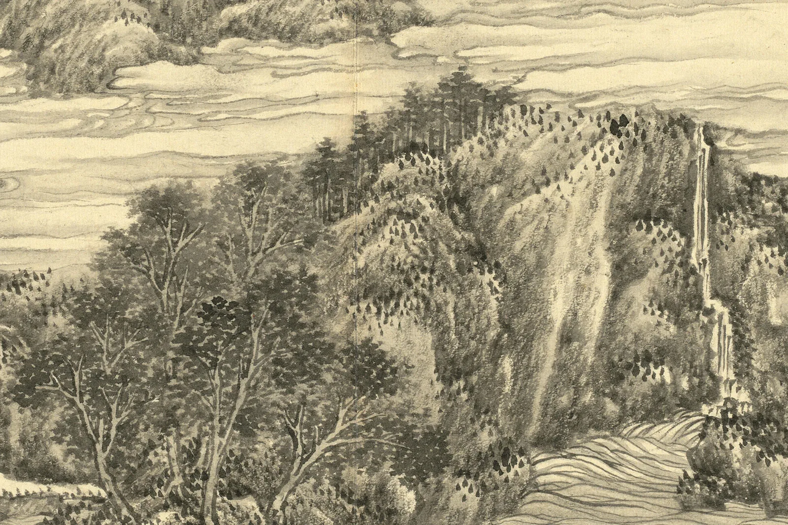 王炳水墨画山水册局部 (6)