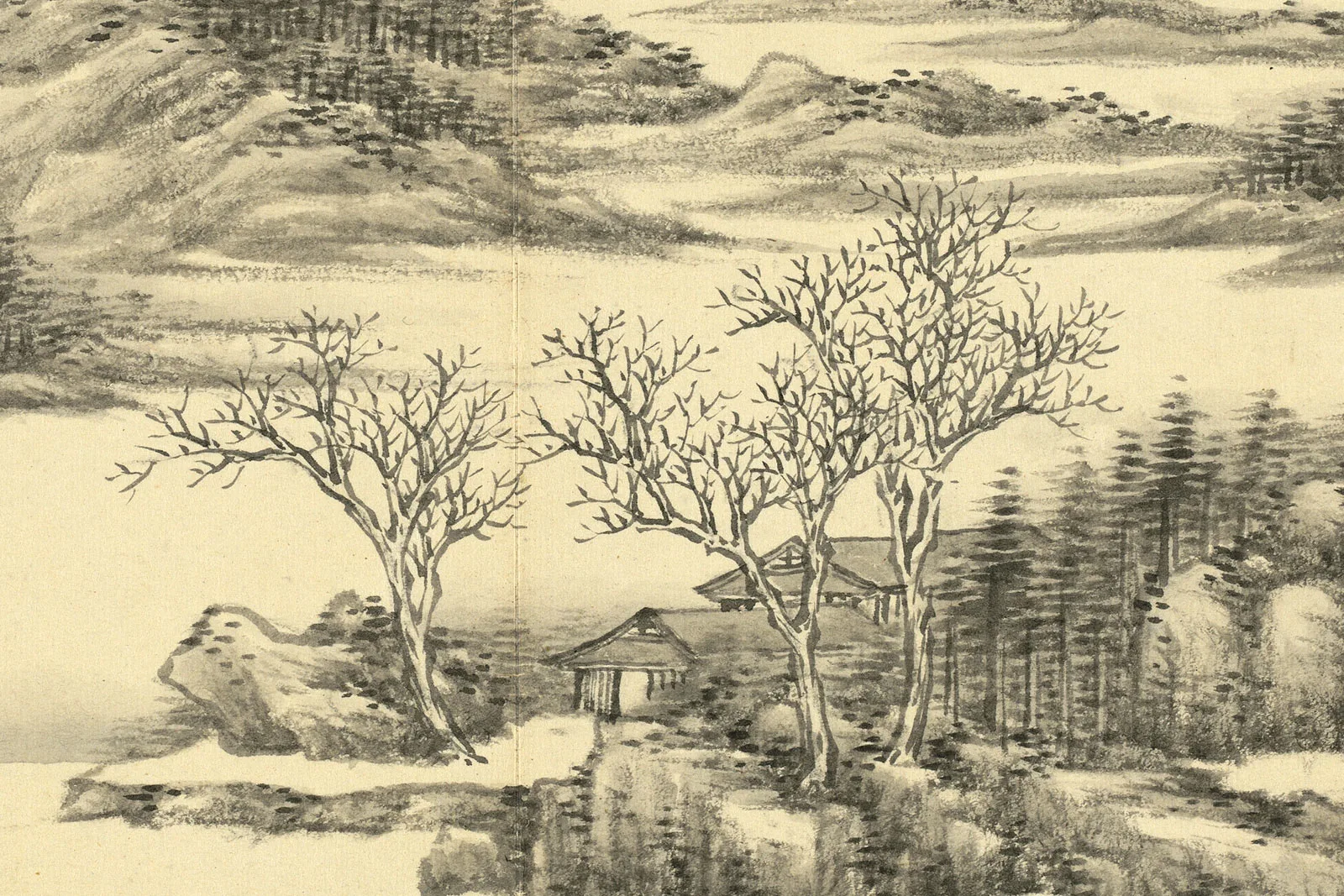 王炳水墨画山水册局部 (4)