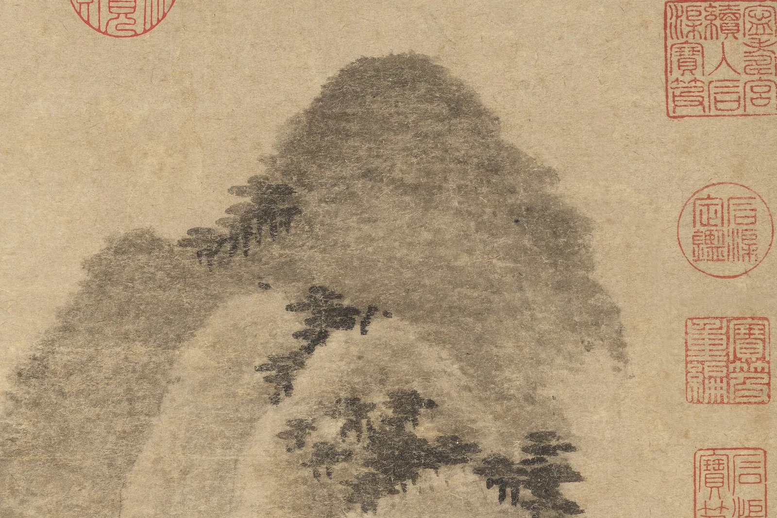 宋米友仁《溪山烟雨图》局部 (1)