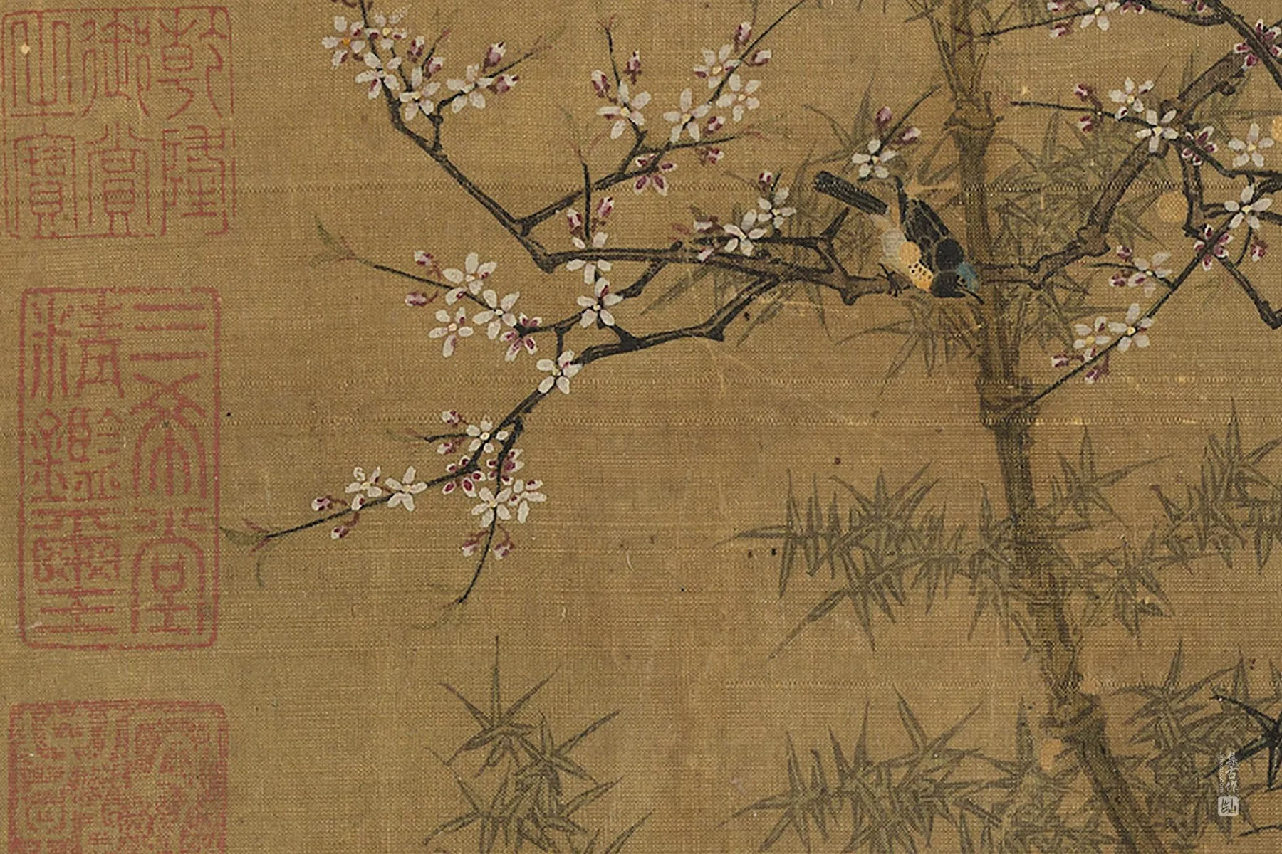 宋李迪翎毛花卉轴局部 (4)