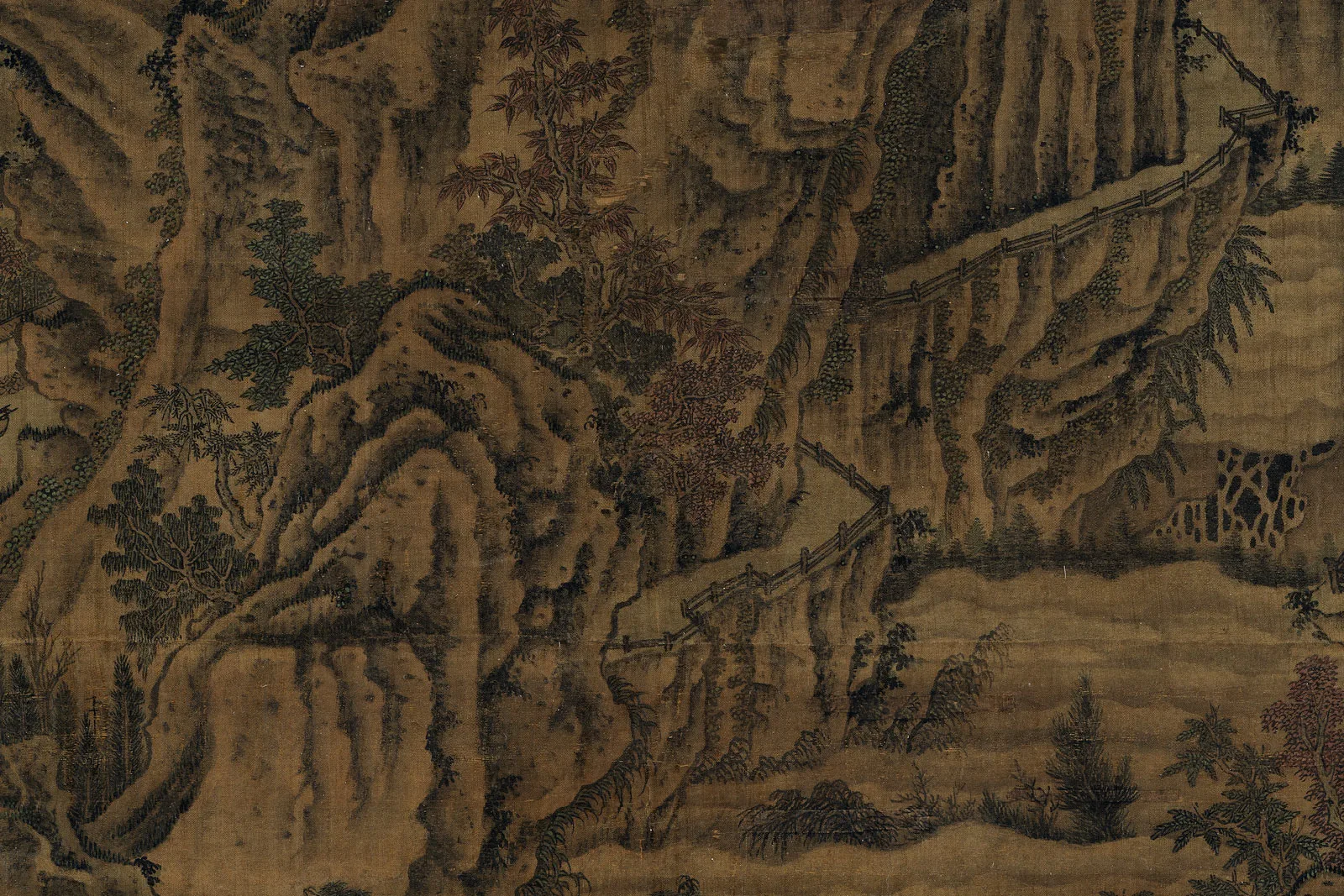 传宋李成山水人物《秋山渔艇图》局部 (3)