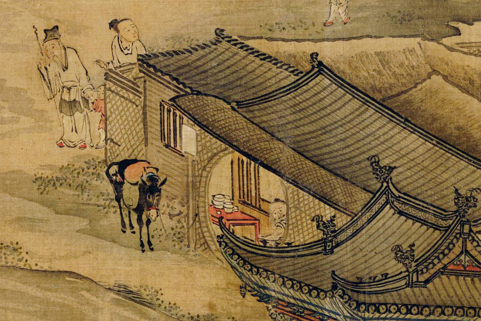 清·袁耀山水楼阁界画《邗江胜览图》高清图局部 (1)