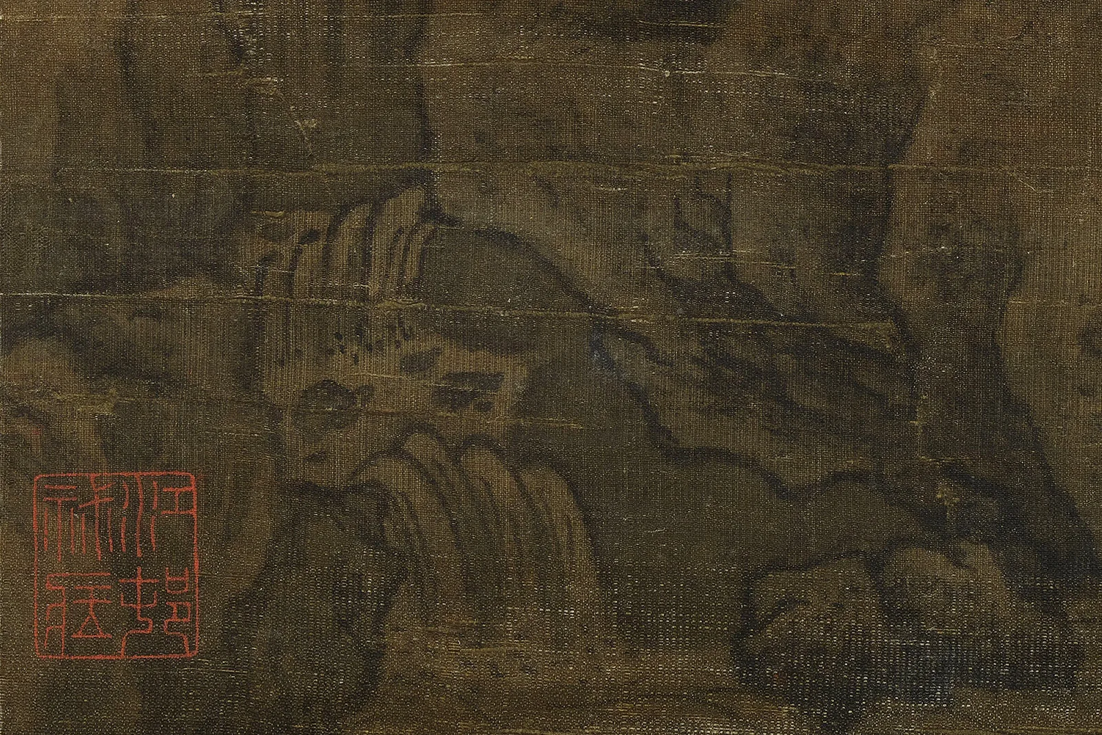 传宋李成山水画《群峰霁雪图》超高清大图局部 (1)