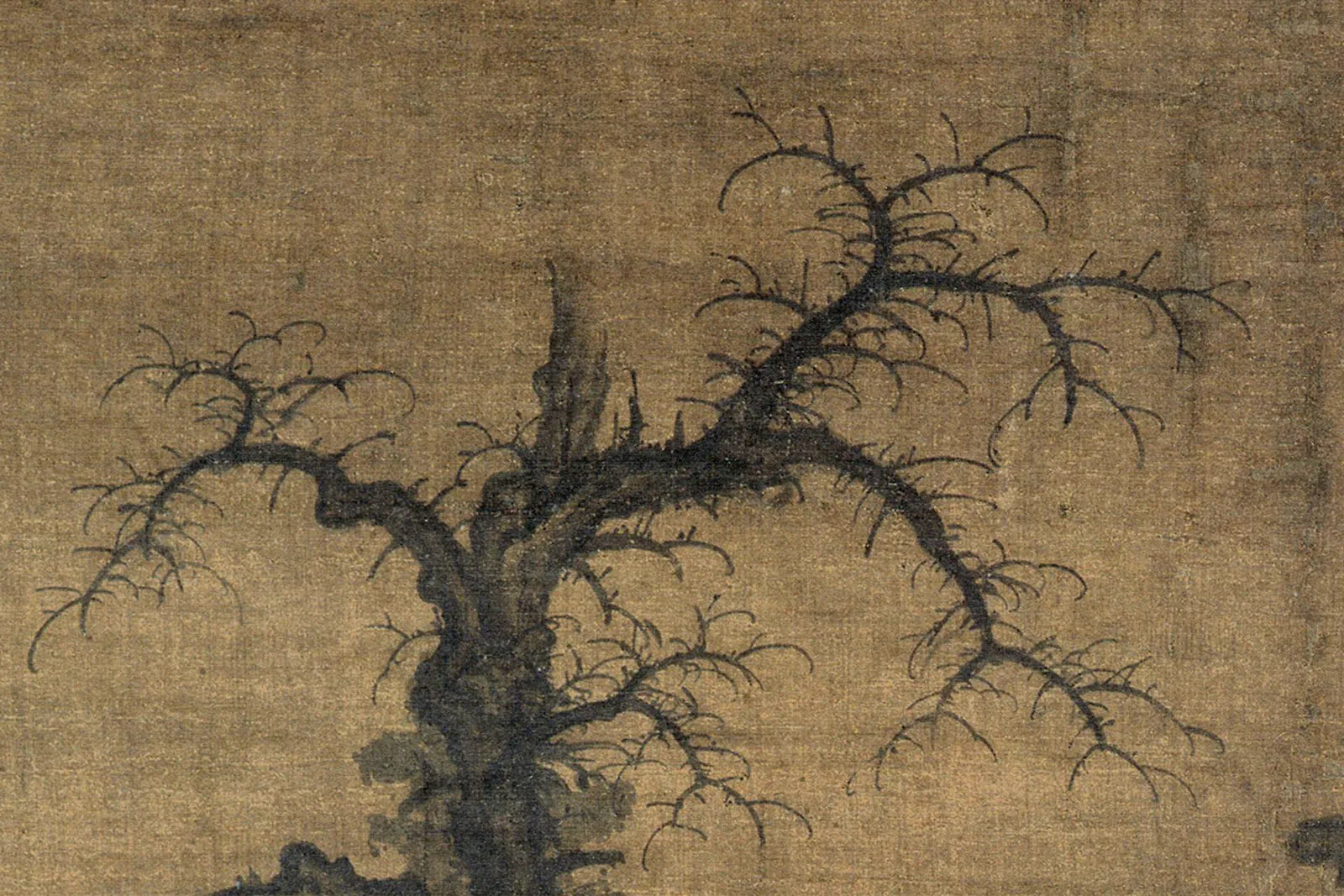 李成《读碑窠石图》局部 (1)