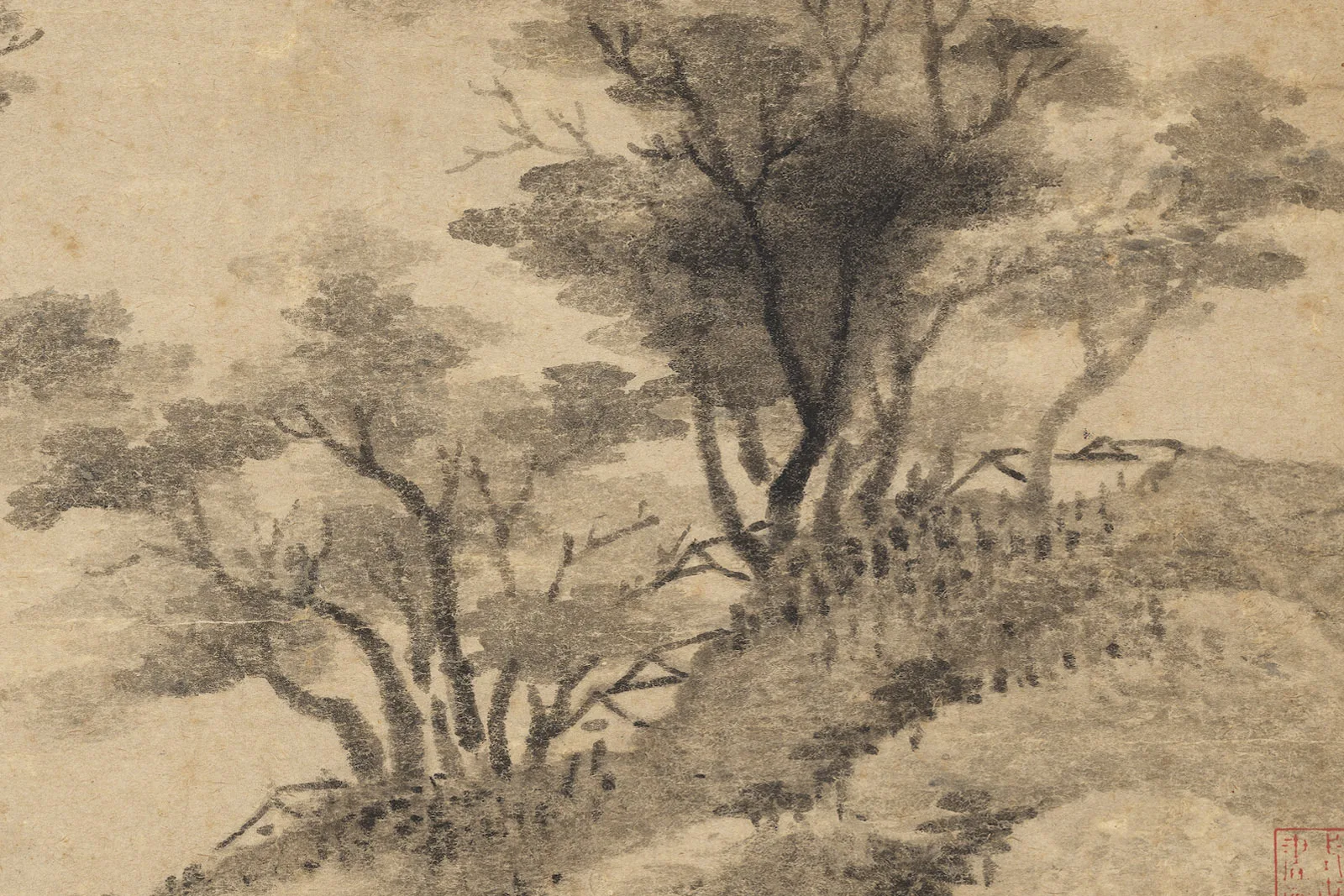 宋米友仁《溪山烟雨图》局部 (3)