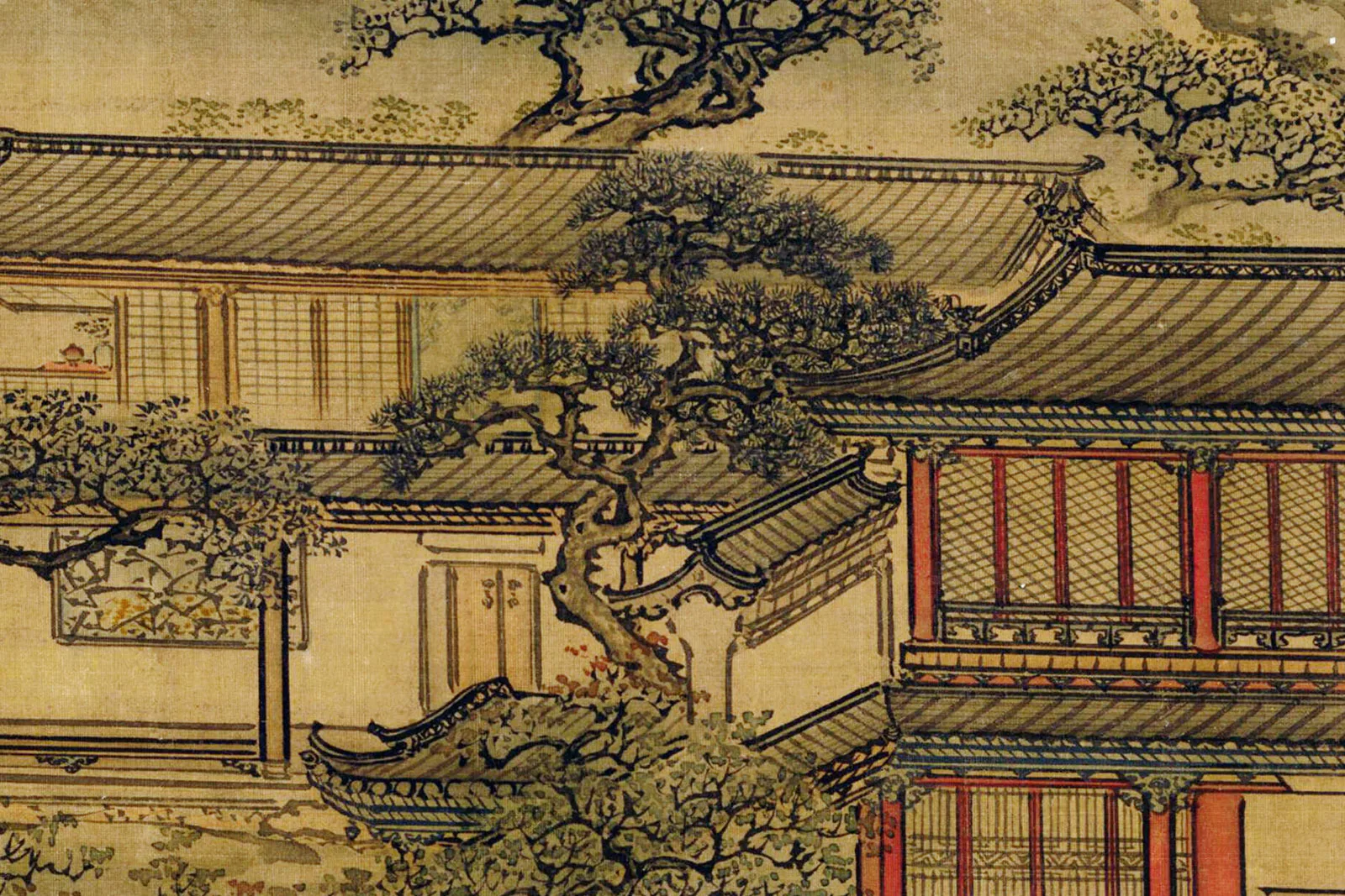 清·袁耀山水楼阁界画《邗江胜览图》高清图局部 (4)