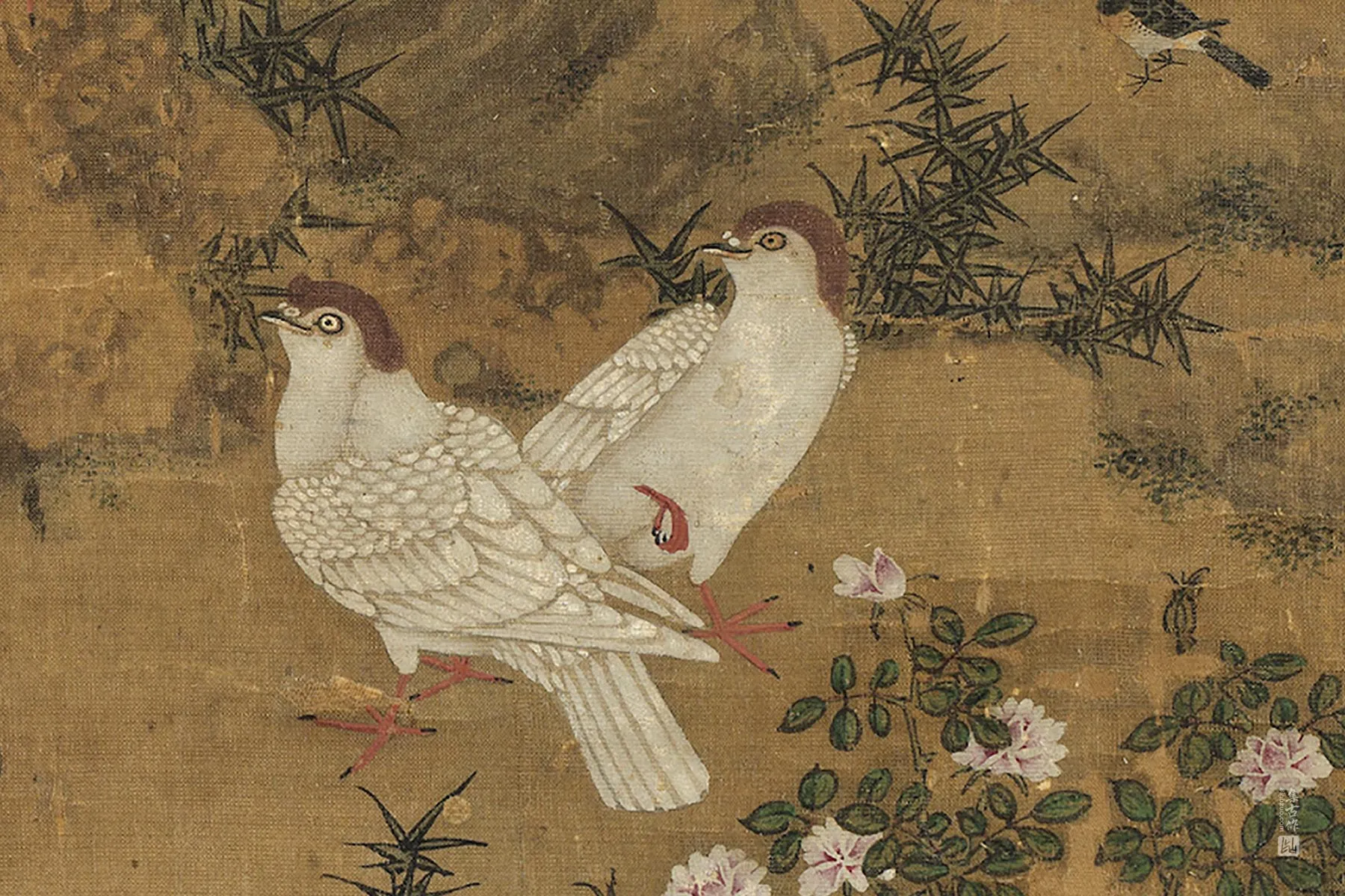 宋李迪翎毛花卉轴局部 (2)